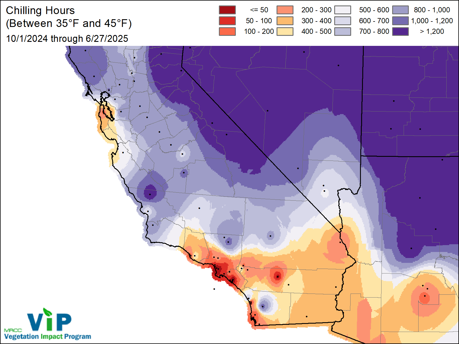 MRCC VIP Frost/Freeze Area Chill Hours Maps