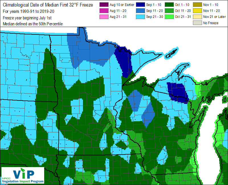 Date of Median First 32°F Freeze