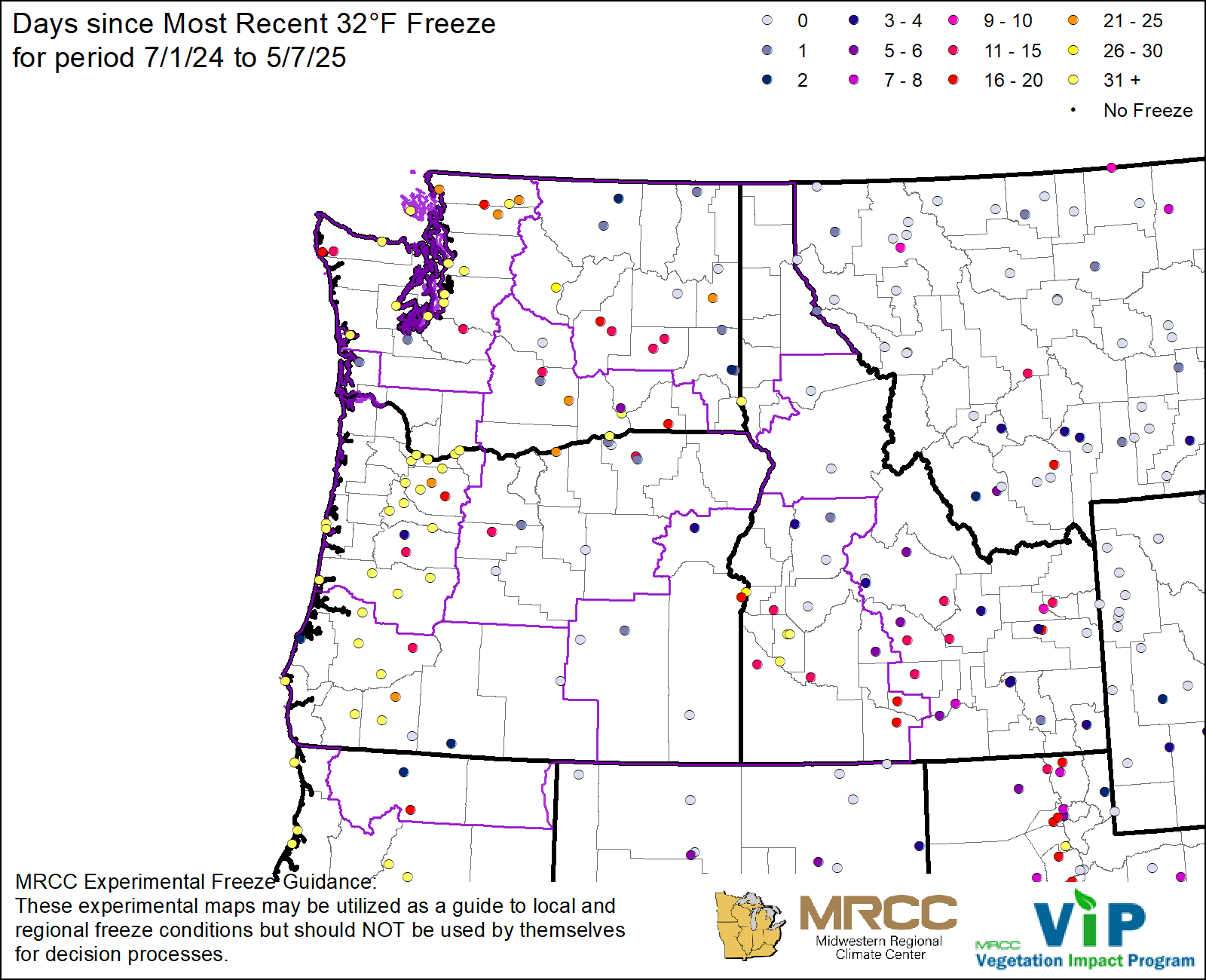 Days since Most Recent 32°F Freeze Days since Most Recent 32°F Freeze