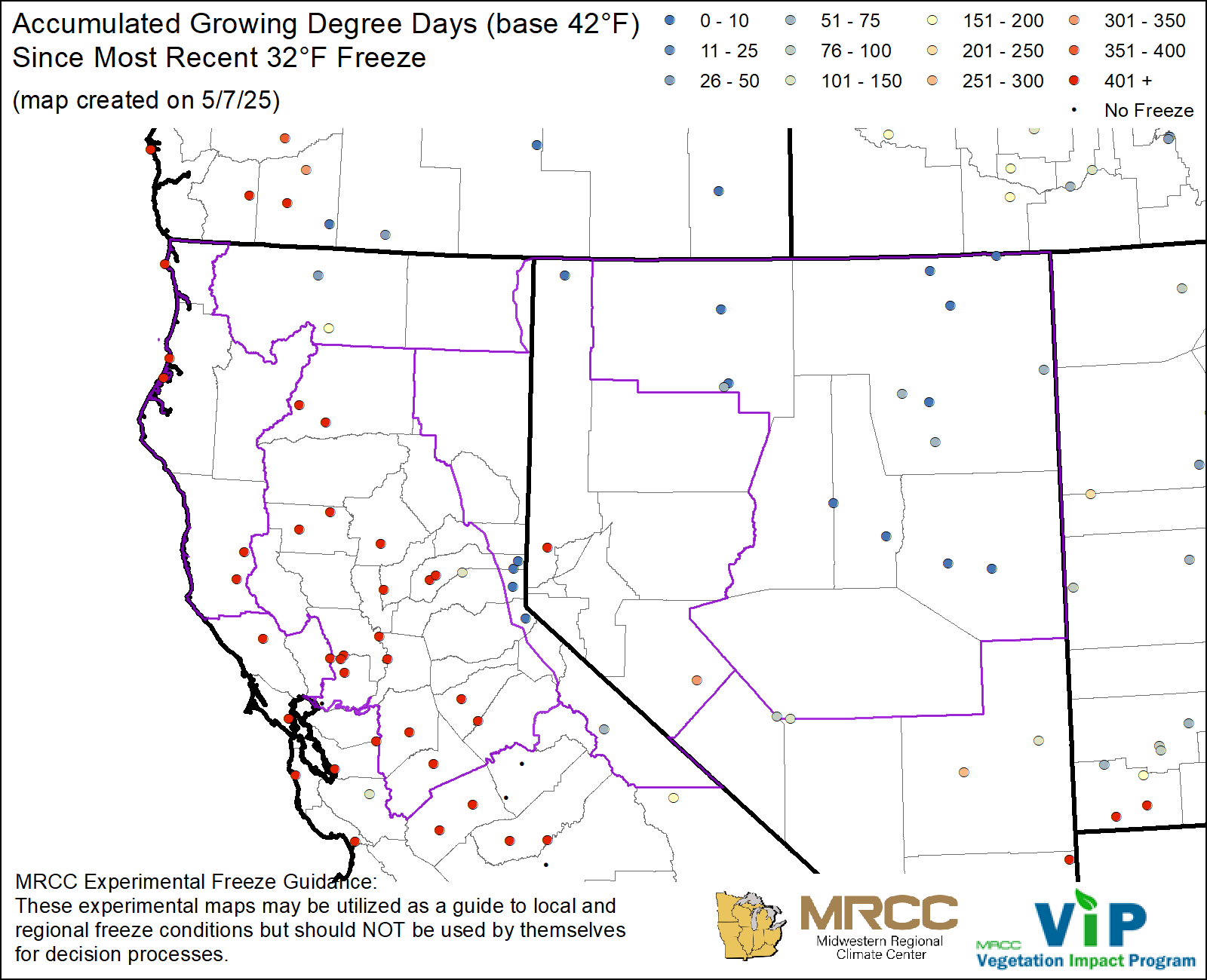 GDD42 since most recent 32°F Freeze GDD42 since most recent 32°F Freeze