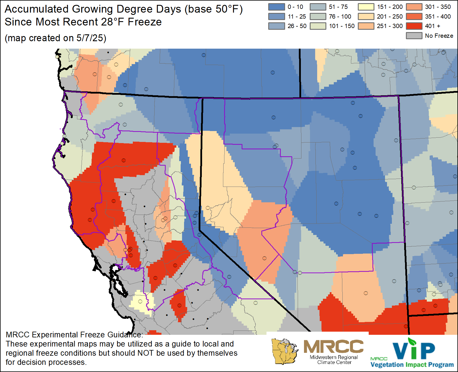 GDD50 Since Most Recent 28°F Freeze GDD50 Since Most Recent 28°F Freeze