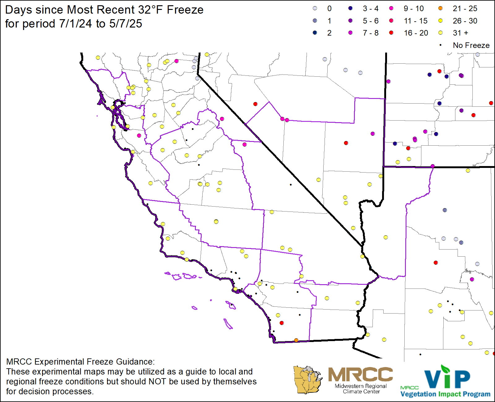 Days since Most Recent 32°F Freeze Days since Most Recent 32°F Freeze