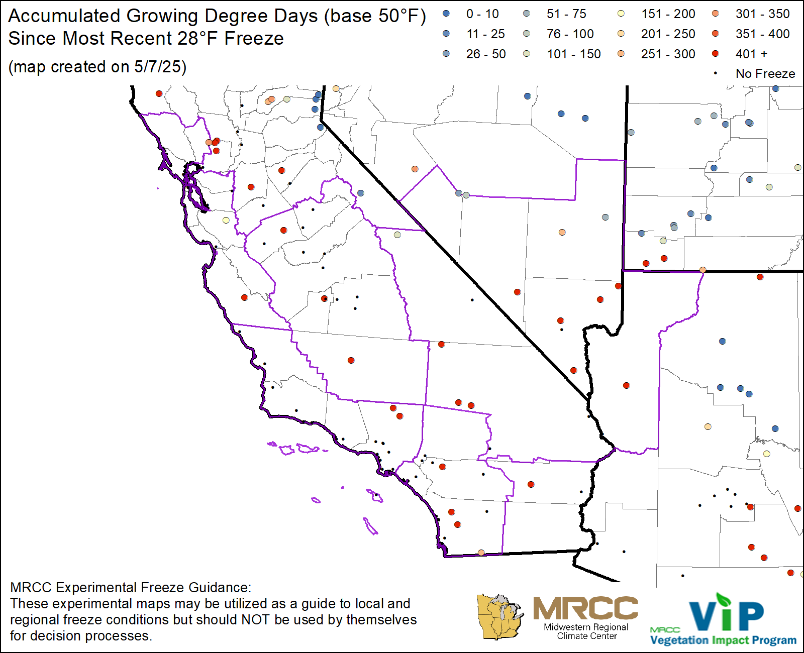 GDD50 Since Most Recent 28°F Freeze GDD50 Since Most Recent 28°F Freeze