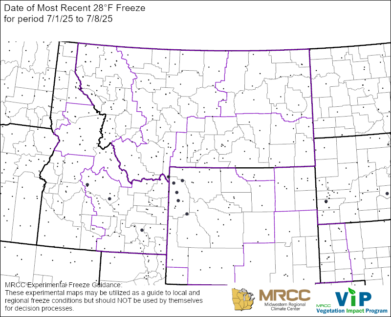 Date of Most Recent 28°F Freeze Date of Most Recent 28°F Freeze