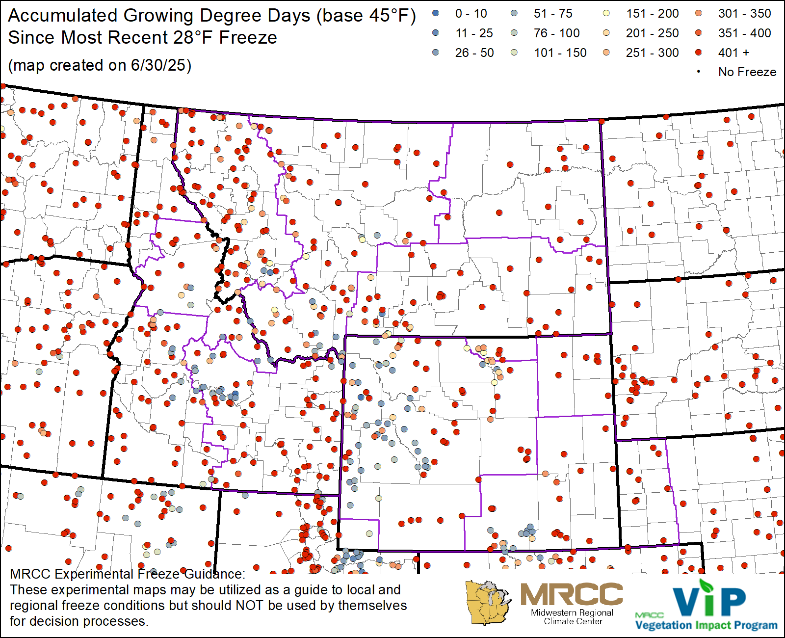 GDD45 Since Most Recent 28°F Freeze GDD45 Since Most Recent 28°F Freeze