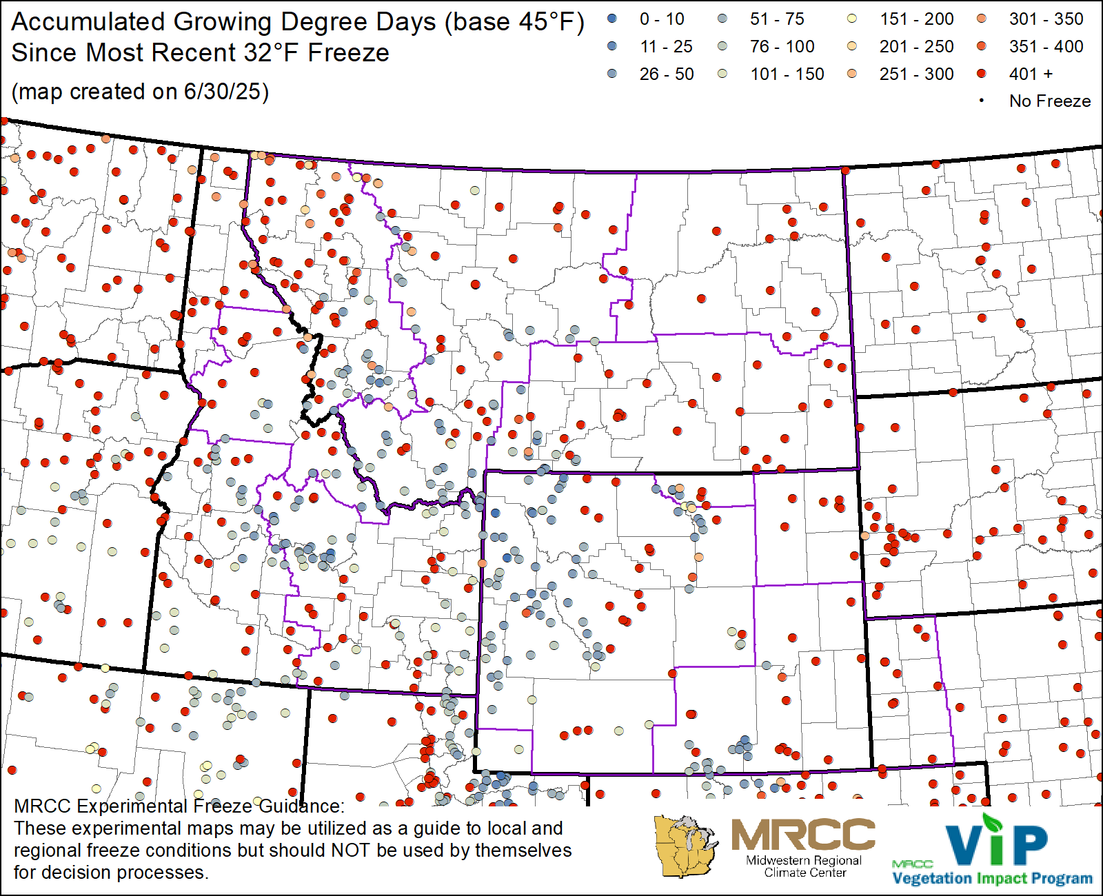 GDD45 since most recent 32°F Freeze GDD45 since most recent 32°F Freeze