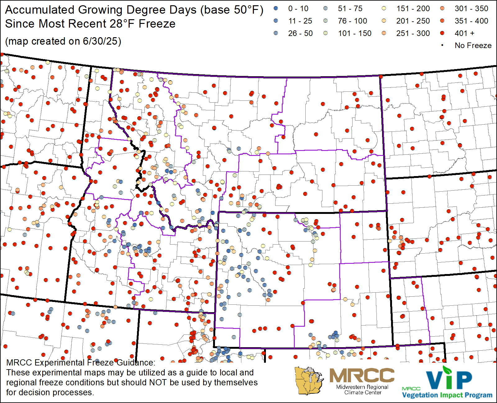 GDD50 Since Most Recent 28°F Freeze GDD50 Since Most Recent 28°F Freeze