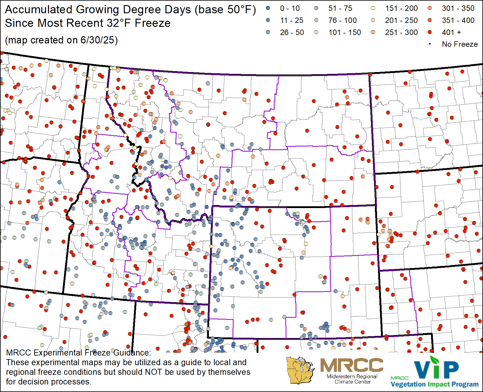 GDD50 Since Most Recent 32°F Freeze GDD50 Since Most Recent 32°F Freeze