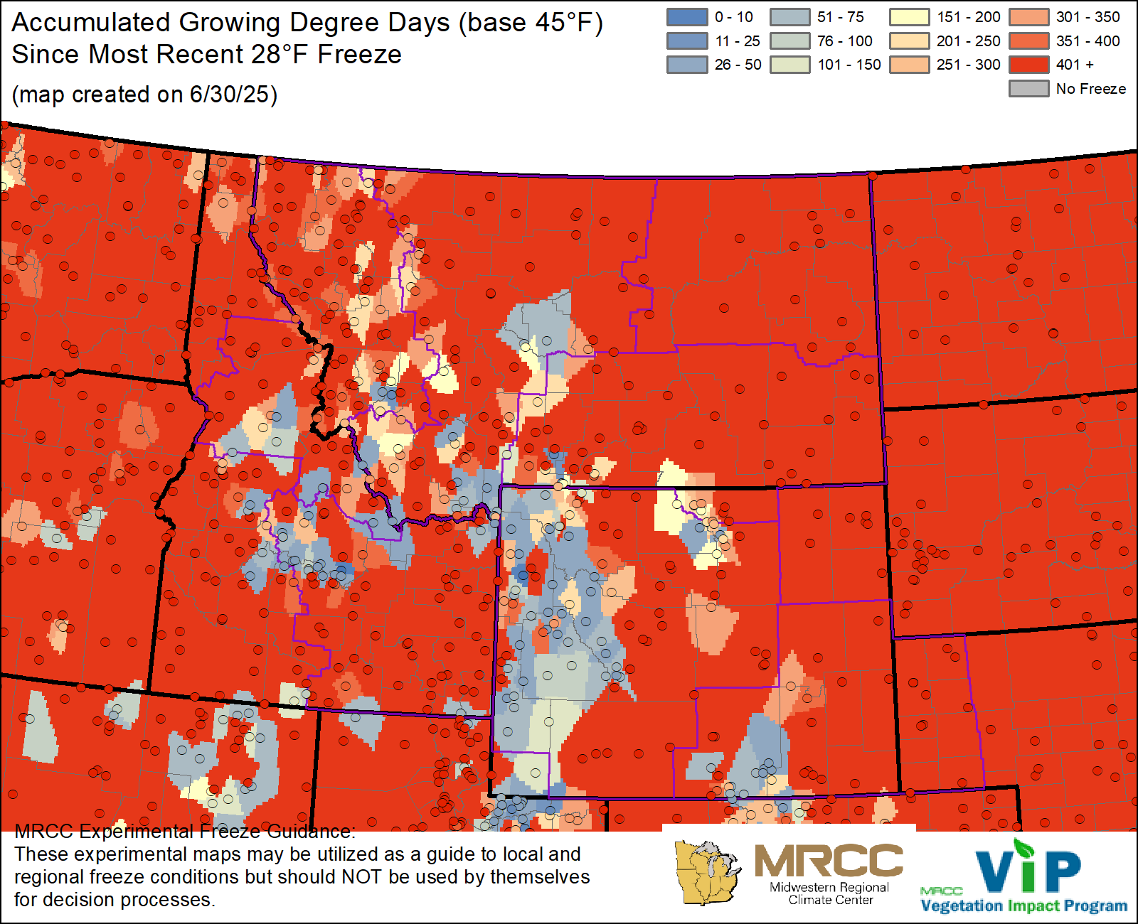 GDD45 Since Most Recent 28°F Freeze GDD45 Since Most Recent 28°F Freeze