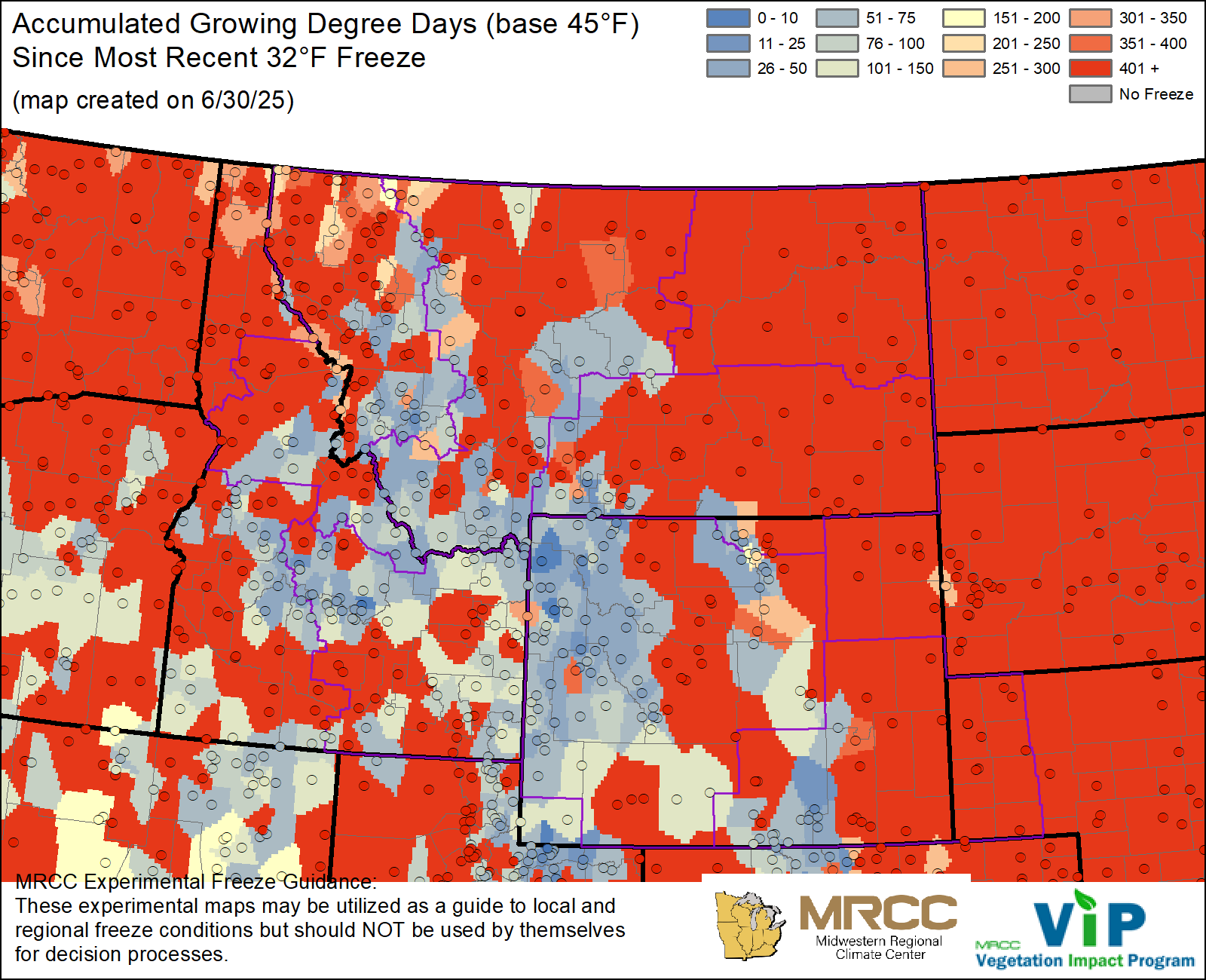 GDD45 since most recent 32°F Freeze GDD45 since most recent 32°F Freeze