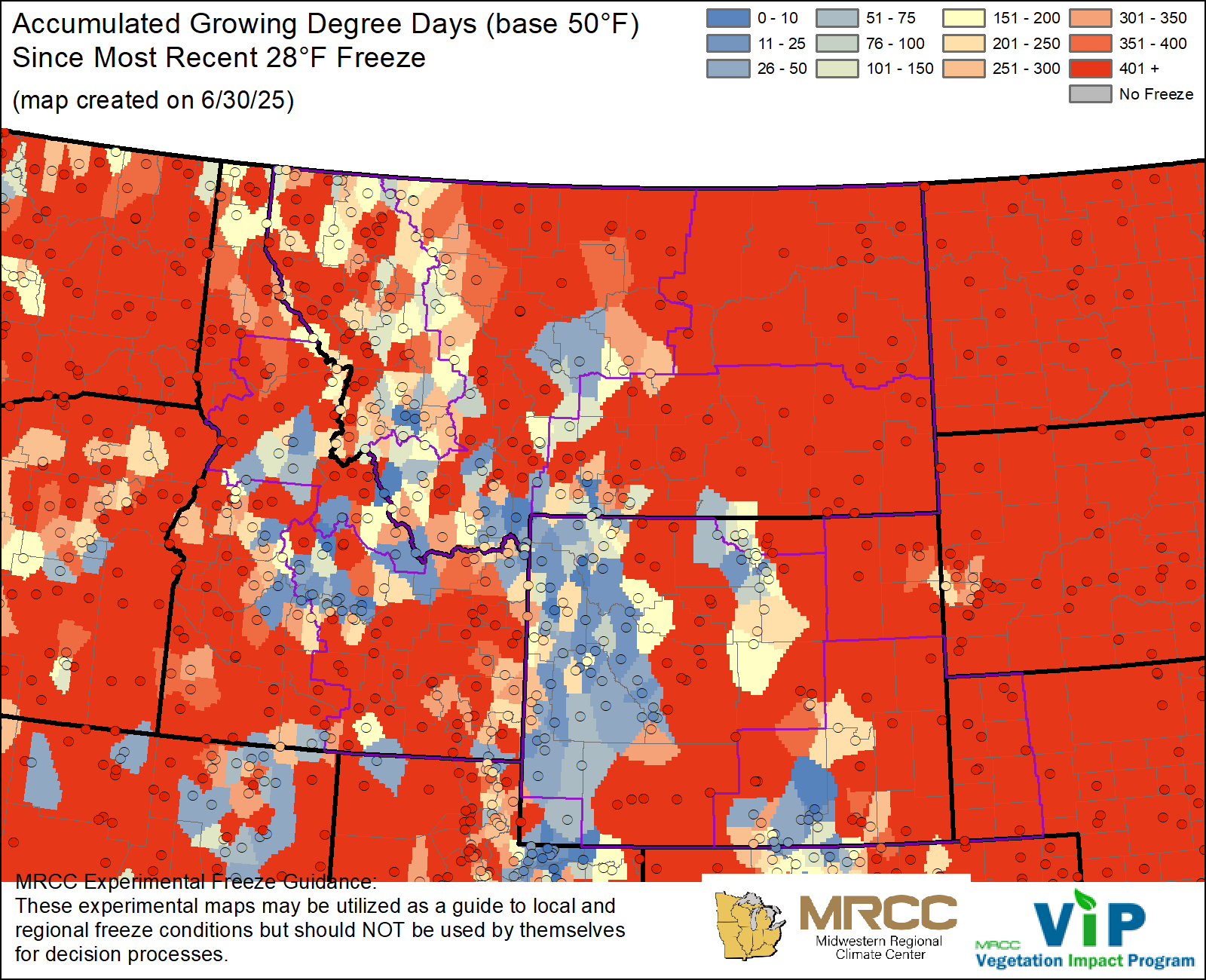 GDD50 Since Most Recent 28°F Freeze GDD50 Since Most Recent 28°F Freeze