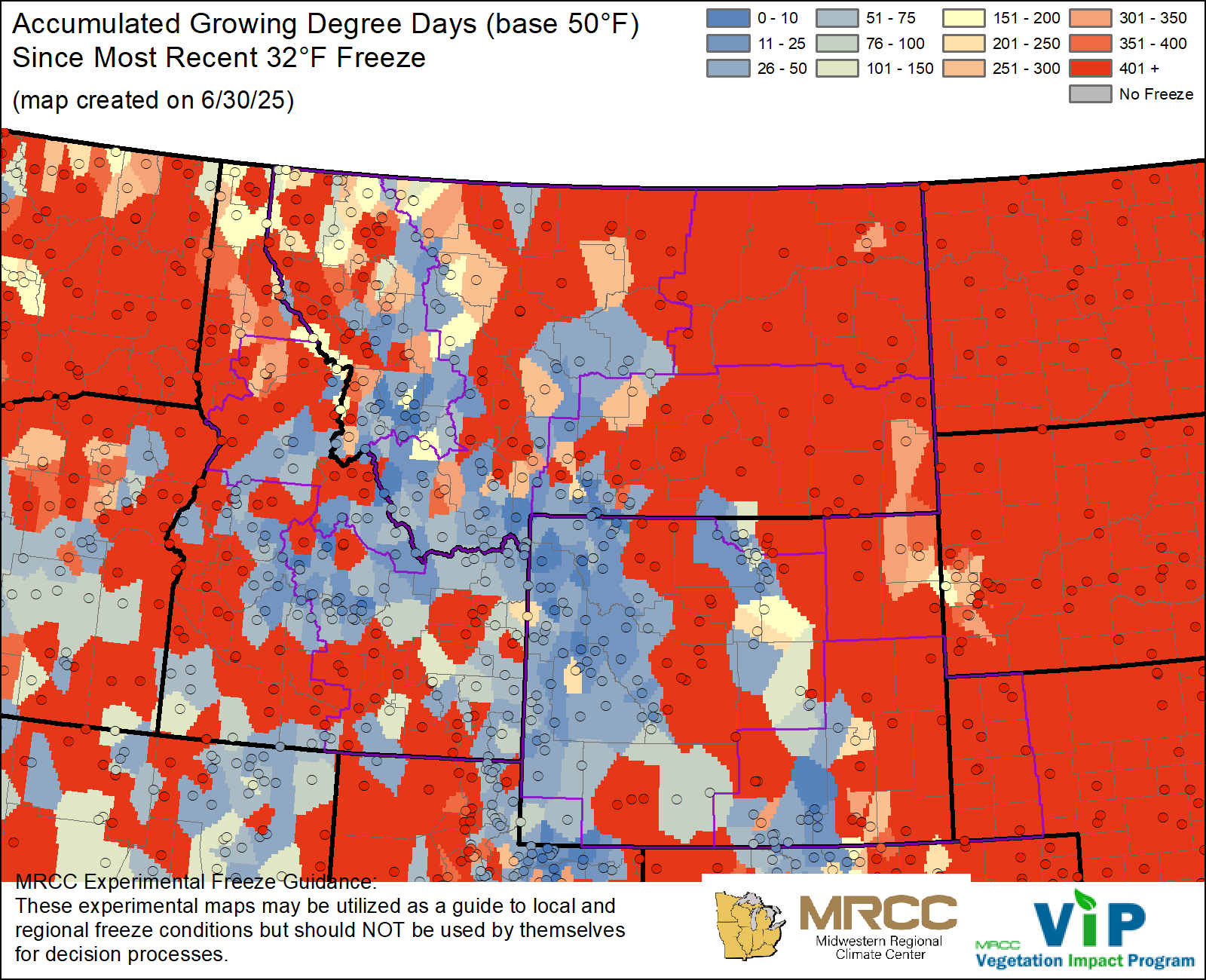 GDD50 Since Most Recent 32°F Freeze GDD50 Since Most Recent 32°F Freeze
