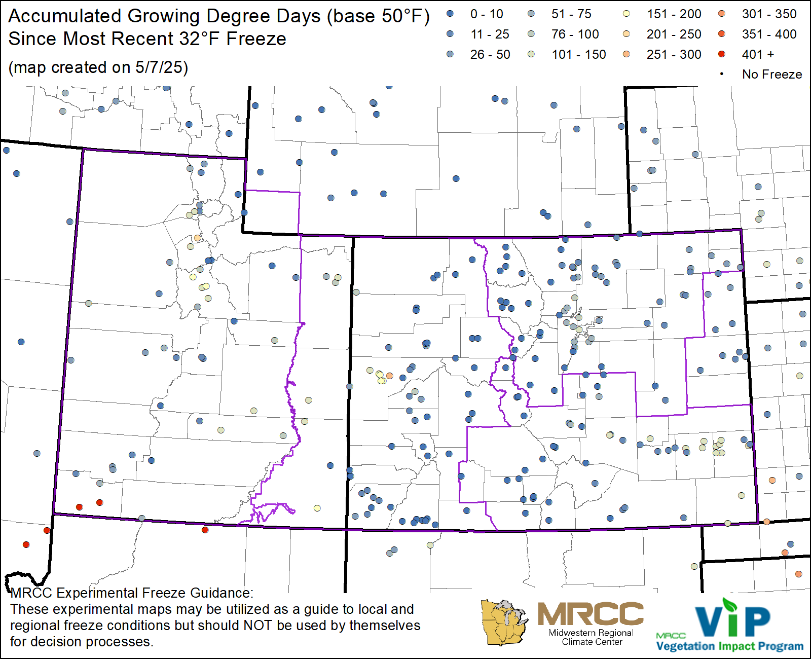 GDD50 Since Most Recent 32°F Freeze GDD50 Since Most Recent 32°F Freeze