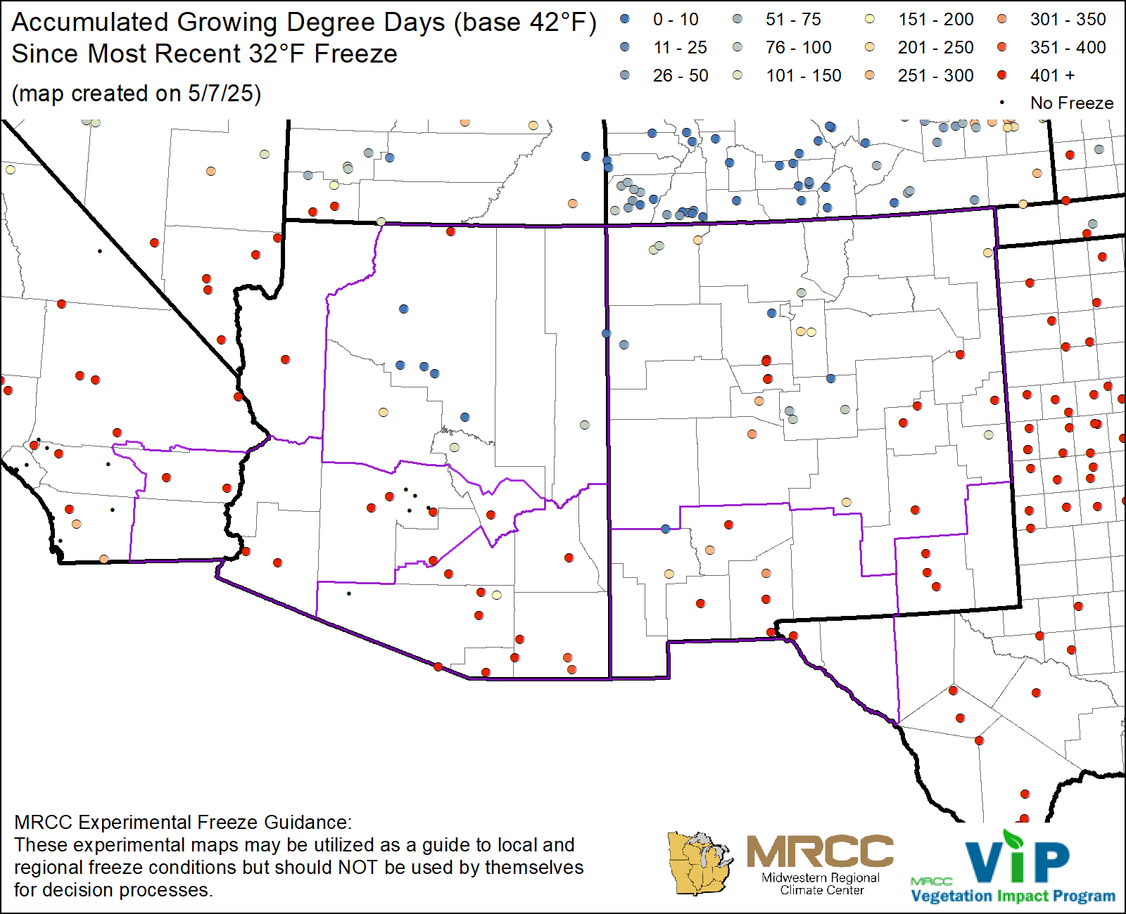 GDD42 since most recent 32°F Freeze GDD42 since most recent 32°F Freeze