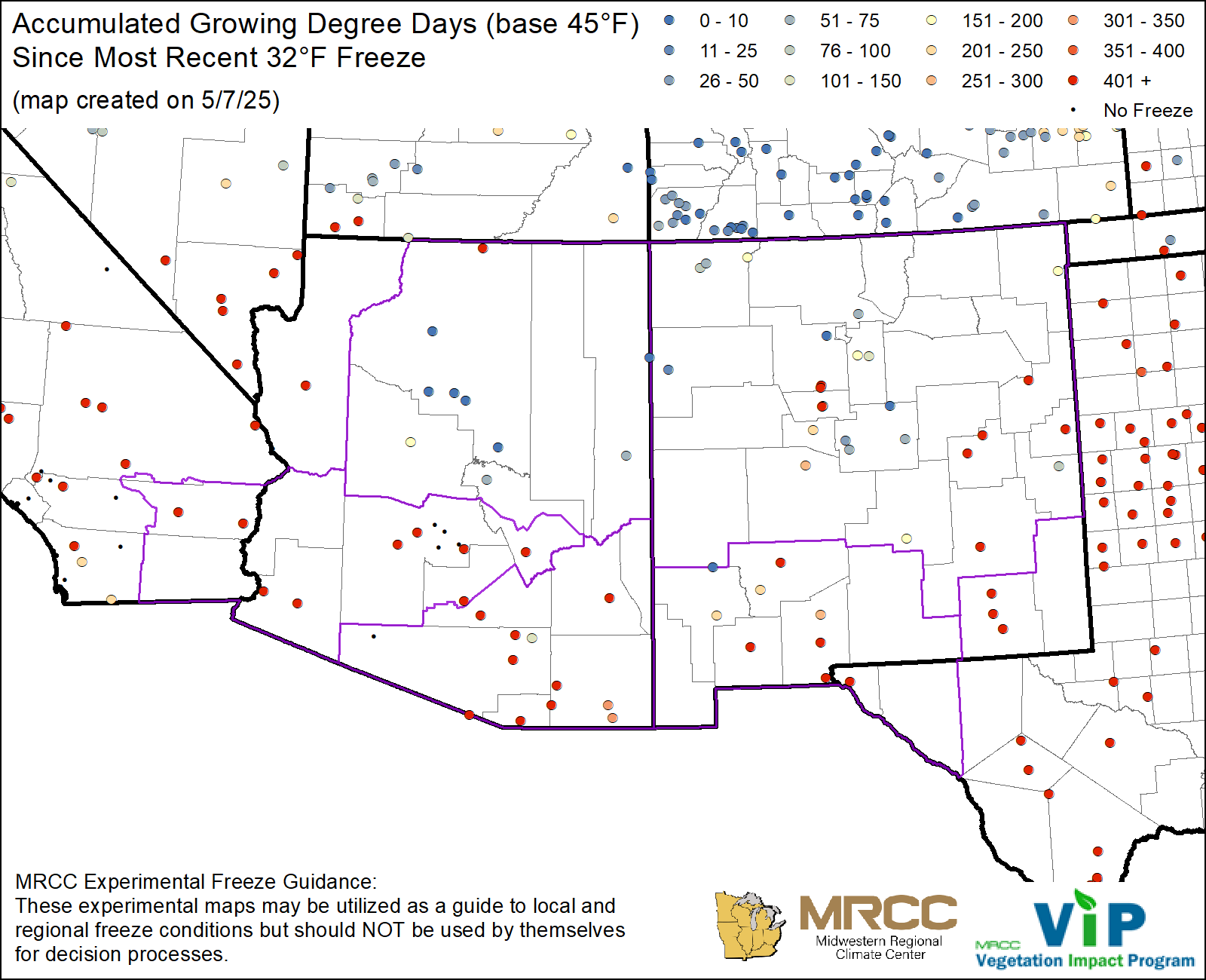 GDD45 since most recent 32°F Freeze GDD45 since most recent 32°F Freeze
