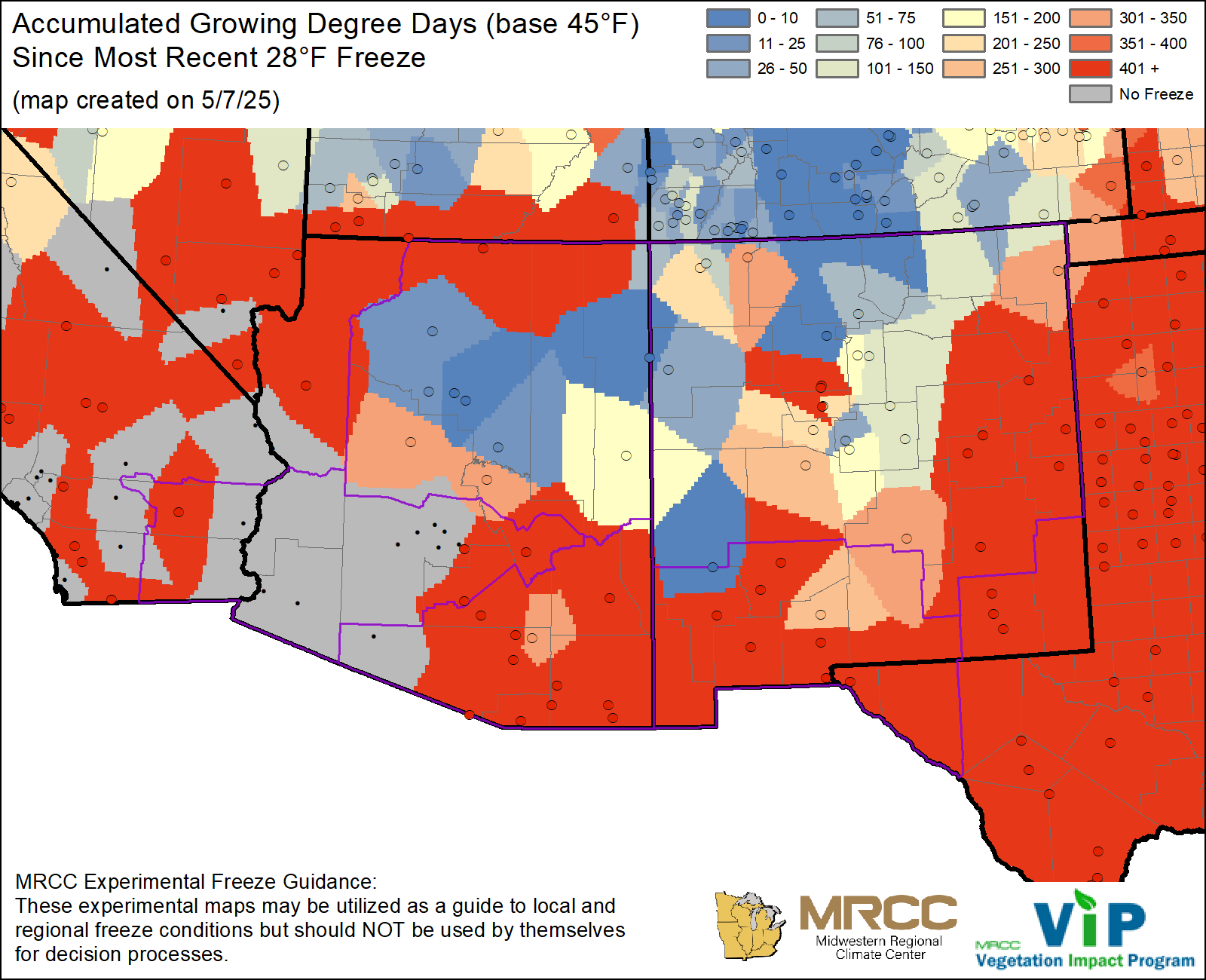 GDD45 Since Most Recent 28°F Freeze GDD45 Since Most Recent 28°F Freeze