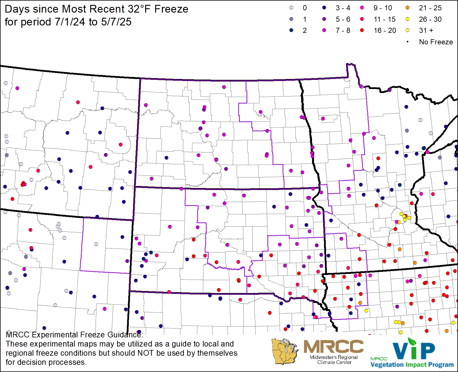 Days since Most Recent 32°F Freeze Days since Most Recent 32°F Freeze