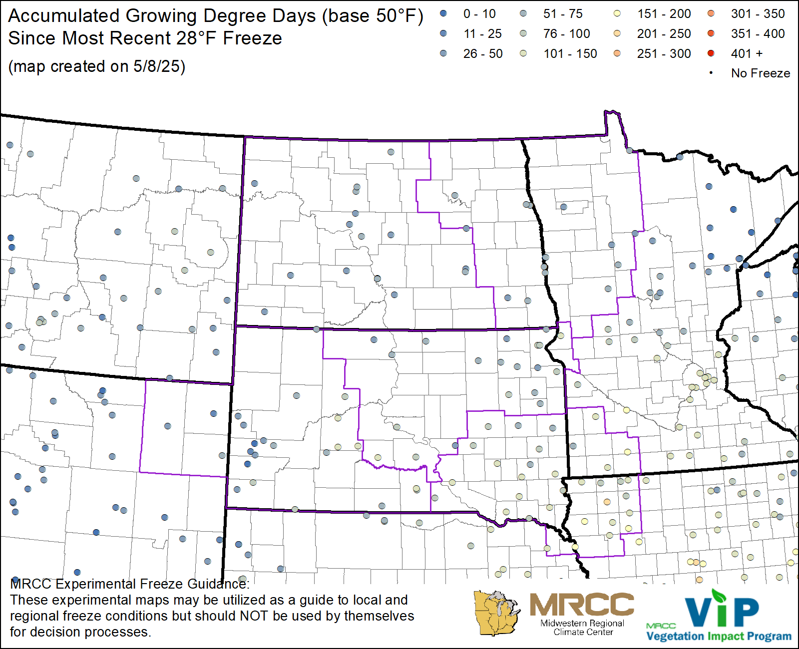 GDD50 Since Most Recent 28°F Freeze GDD50 Since Most Recent 28°F Freeze