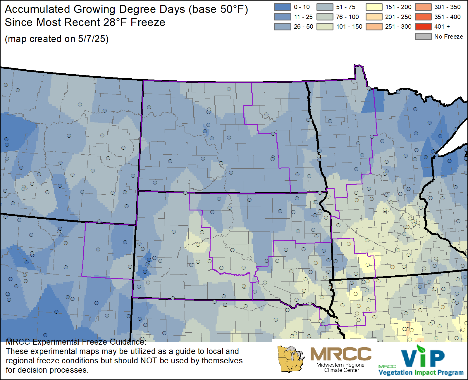 GDD50 Since Most Recent 28°F Freeze GDD50 Since Most Recent 28°F Freeze