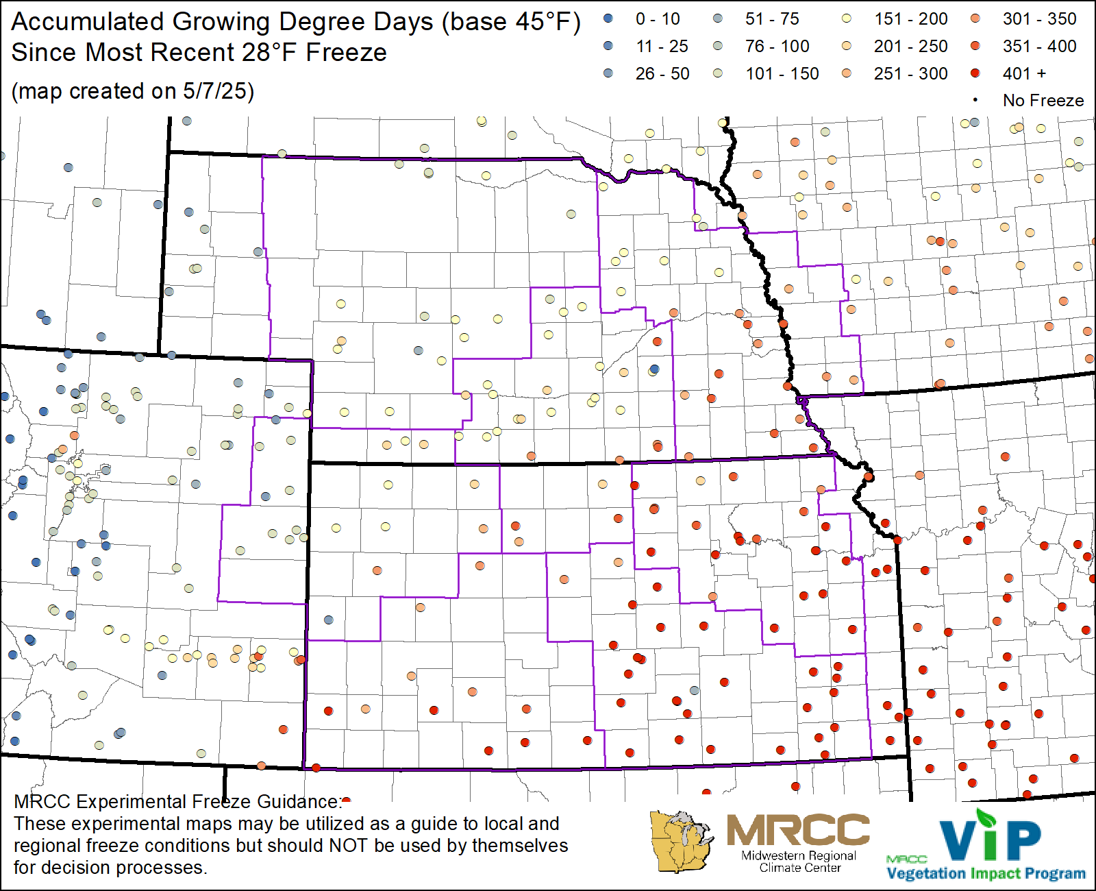 GDD45 Since Most Recent 28°F Freeze GDD45 Since Most Recent 28°F Freeze