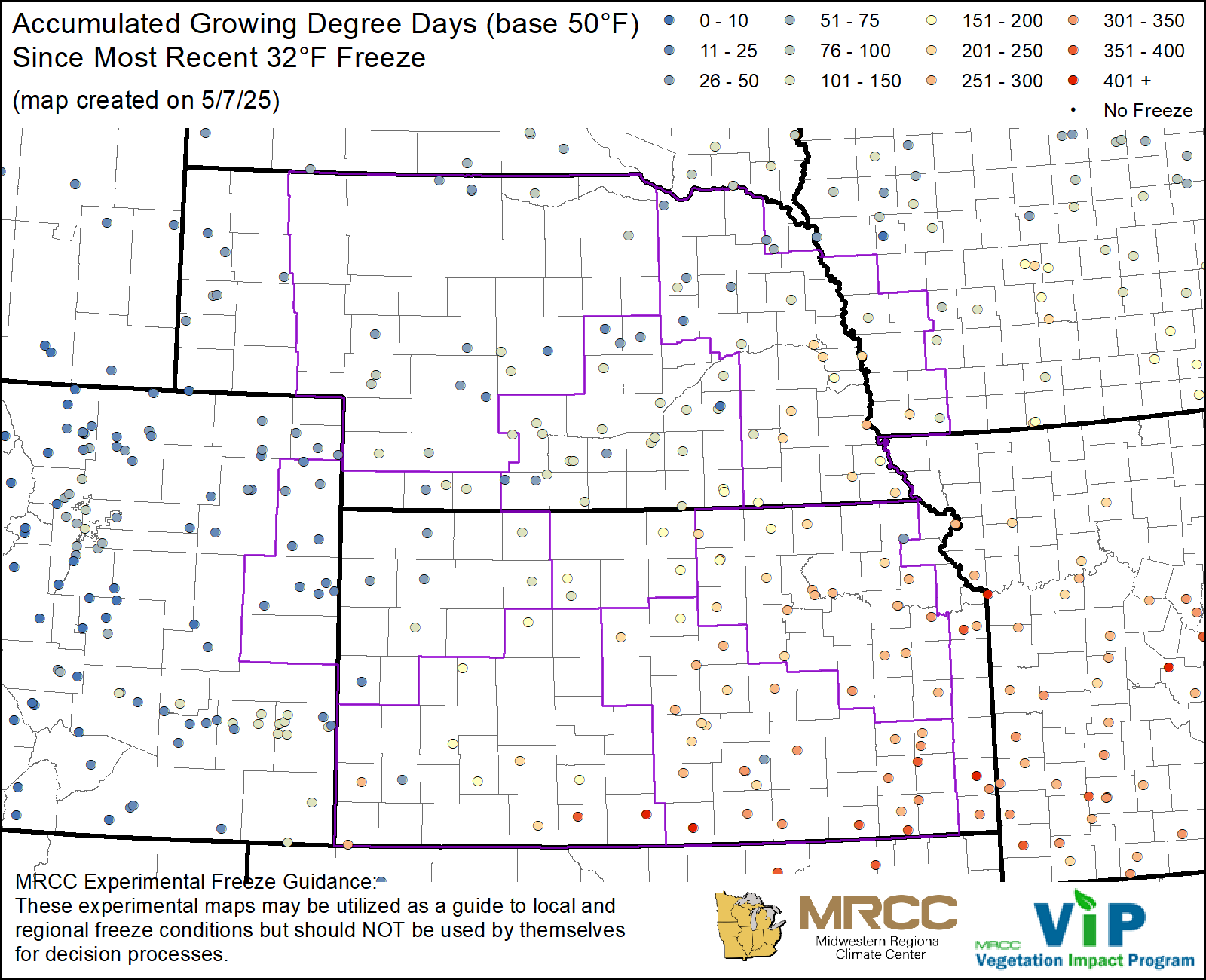 GDD50 Since Most Recent 32°F Freeze GDD50 Since Most Recent 32°F Freeze