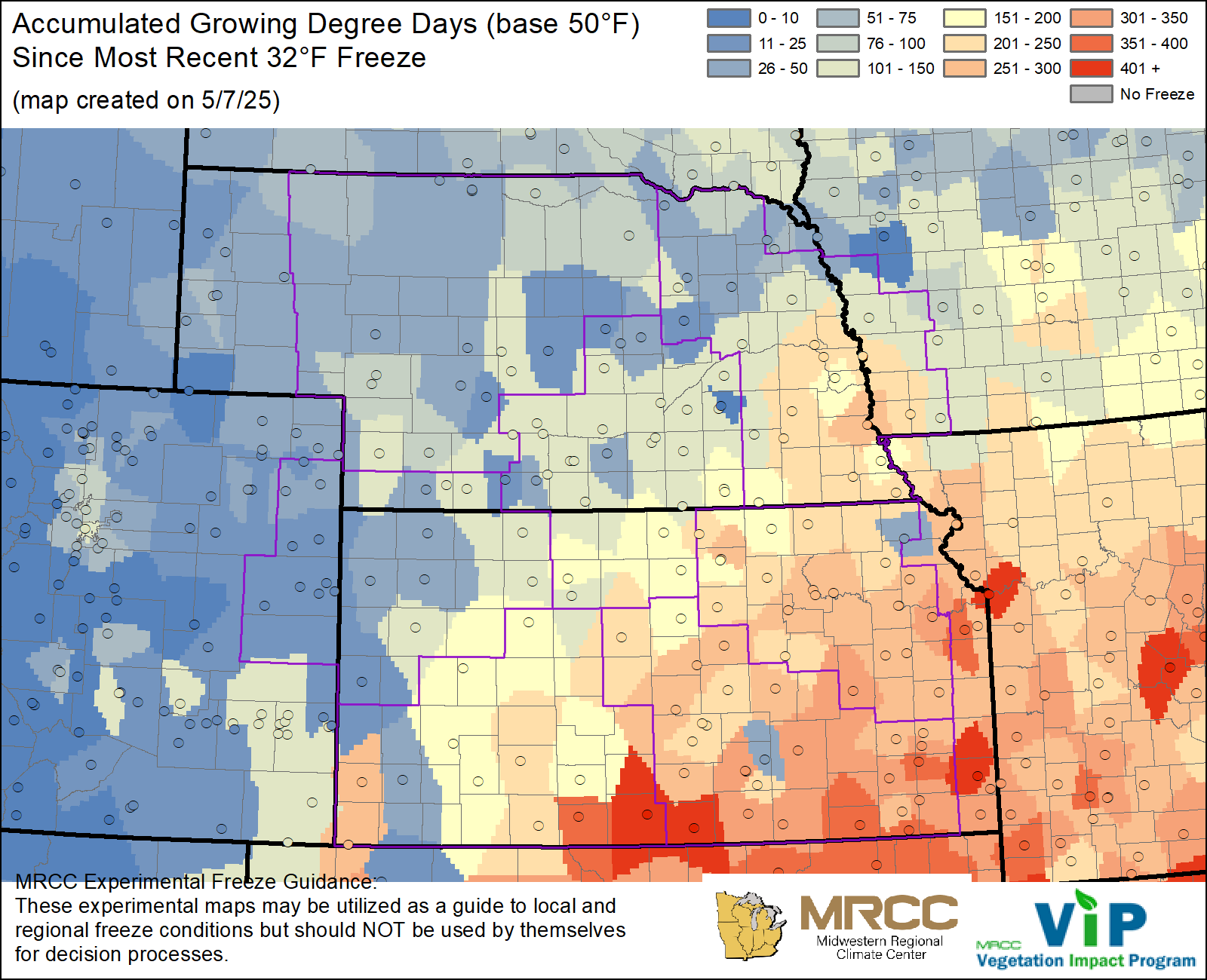 GDD50 Since Most Recent 32°F Freeze GDD50 Since Most Recent 32°F Freeze