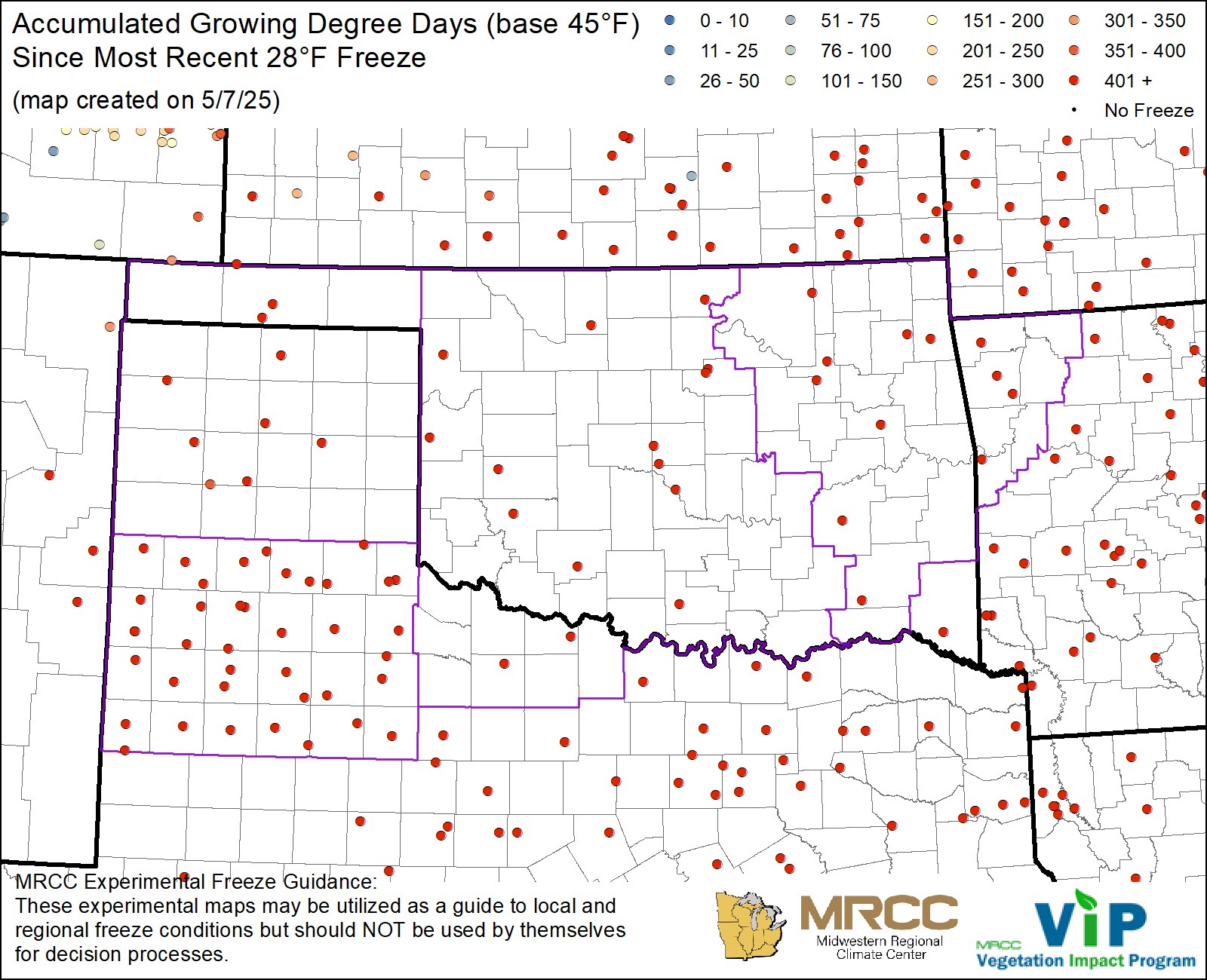GDD45 Since Most Recent 28°F Freeze GDD45 Since Most Recent 28°F Freeze