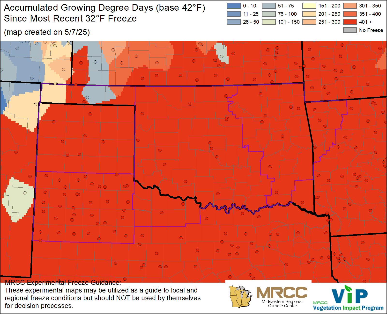 GDD42 since most recent 32°F Freeze GDD42 since most recent 32°F Freeze
