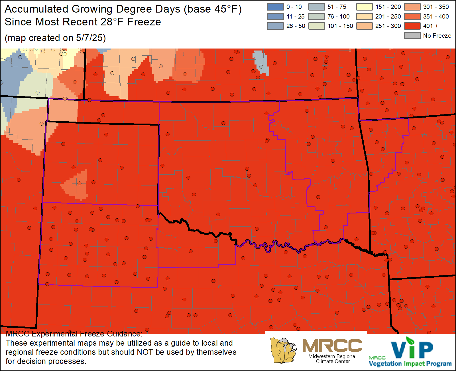 GDD45 Since Most Recent 28°F Freeze GDD45 Since Most Recent 28°F Freeze