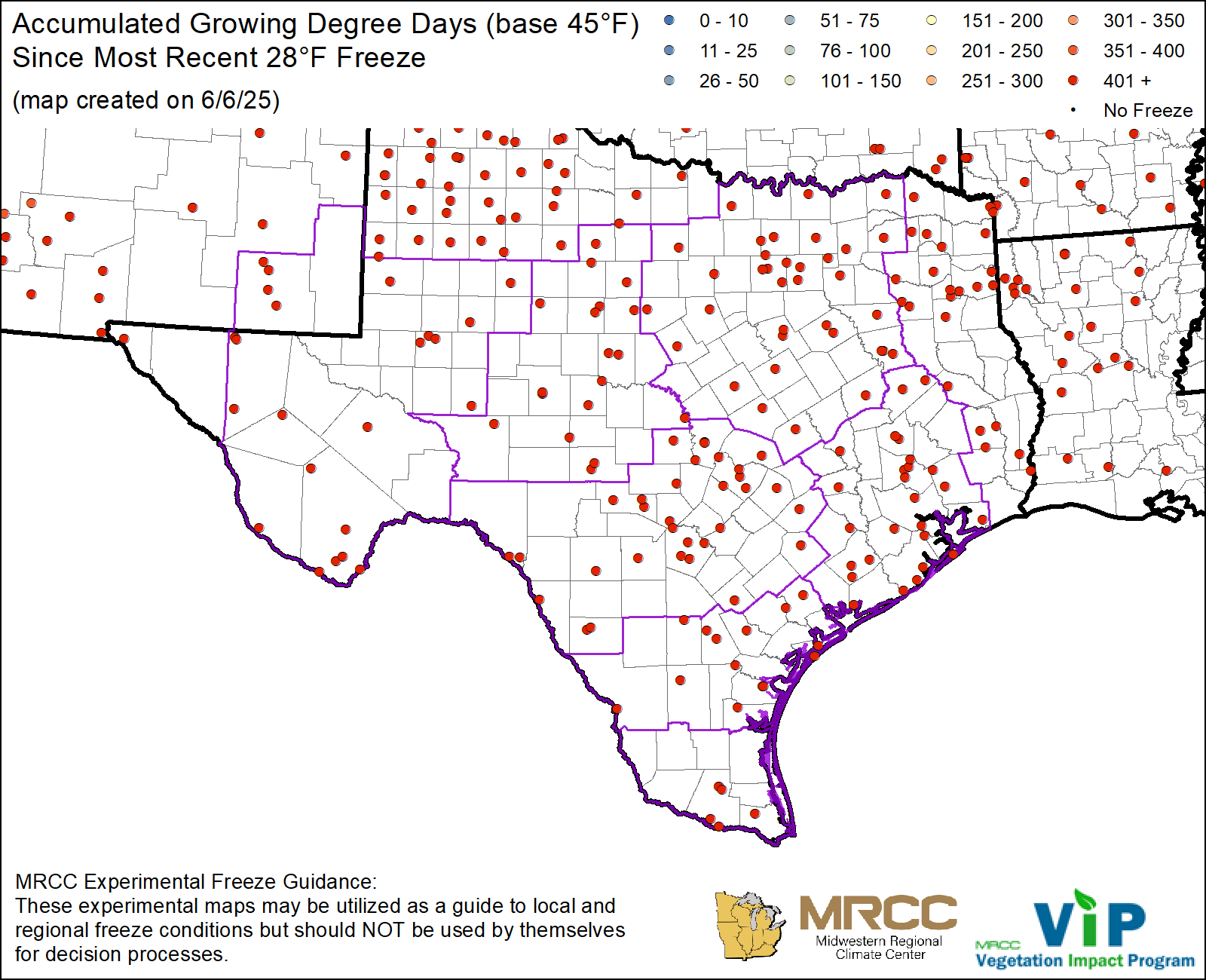 GDD45 Since Most Recent 28°F Freeze GDD45 Since Most Recent 28°F Freeze