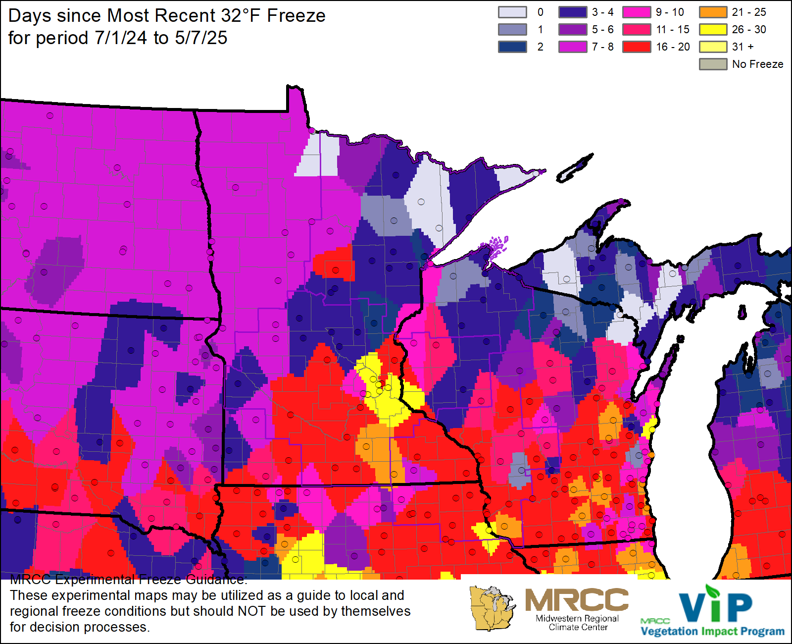 Days since Most Recent 32°F Freeze Days since Most Recent 32°F Freeze