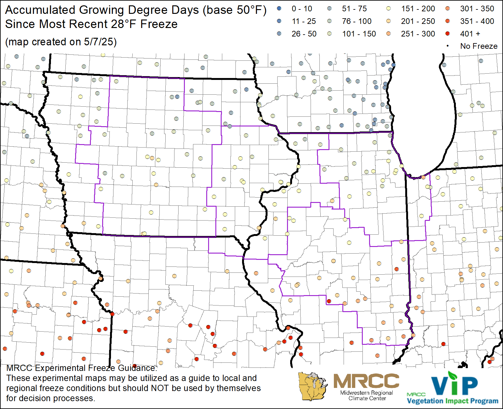 GDD50 Since Most Recent 28°F Freeze GDD50 Since Most Recent 28°F Freeze
