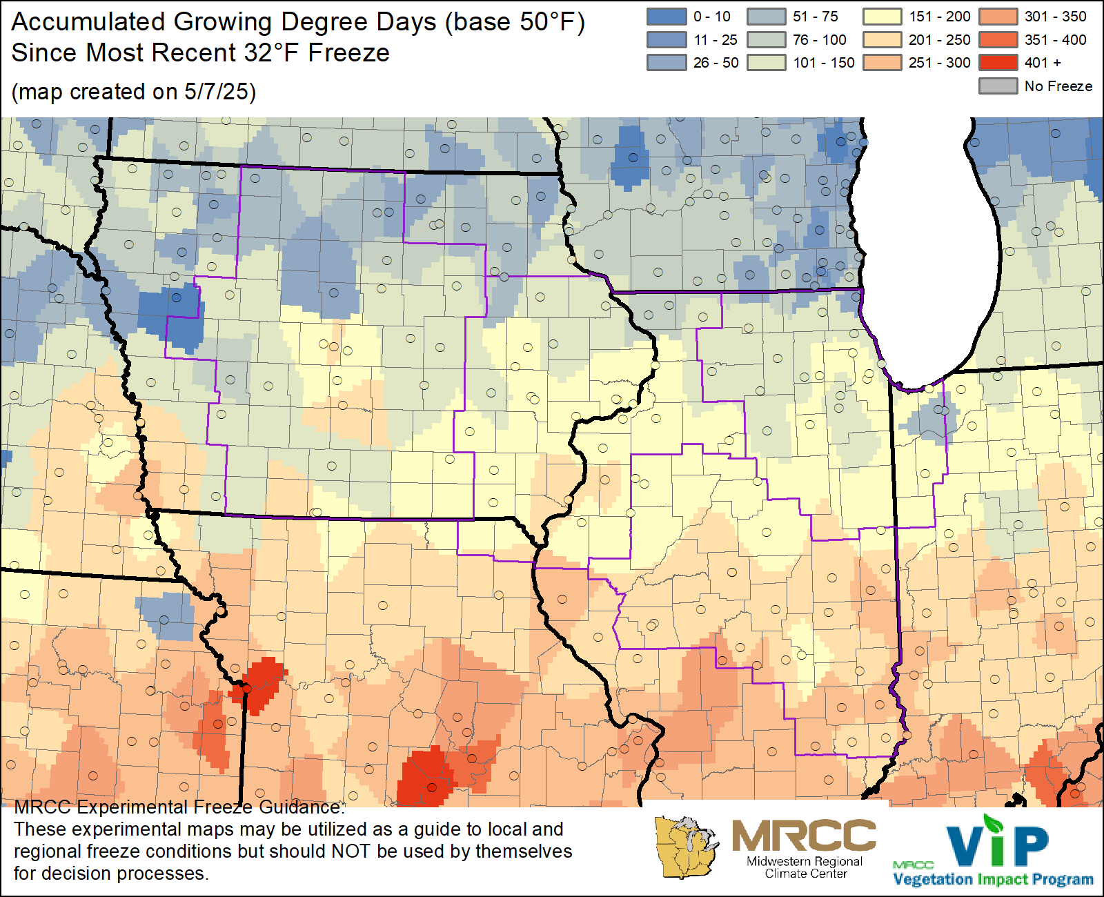GDD50 Since Most Recent 32°F Freeze GDD50 Since Most Recent 32°F Freeze