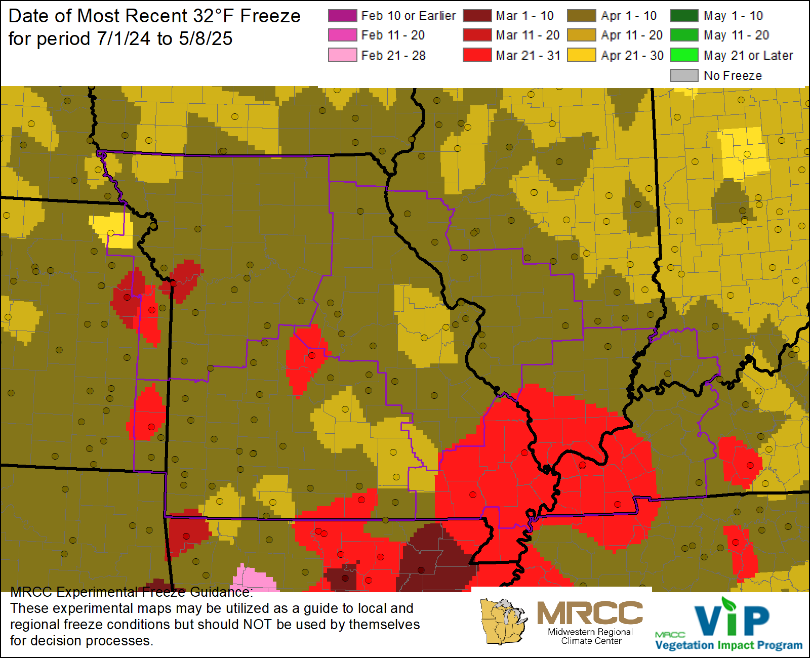 Date of Most Recent 32°F Freeze Date of Most Recent 32°F Freeze