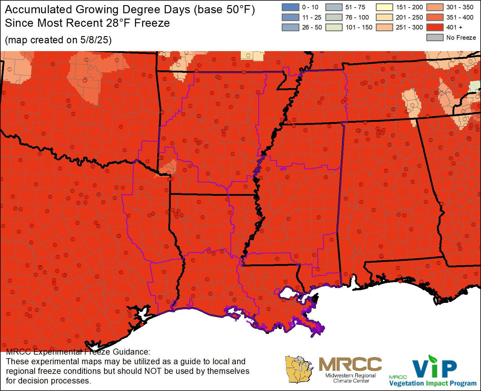 GDD50 Since Most Recent 28°F Freeze GDD50 Since Most Recent 28°F Freeze