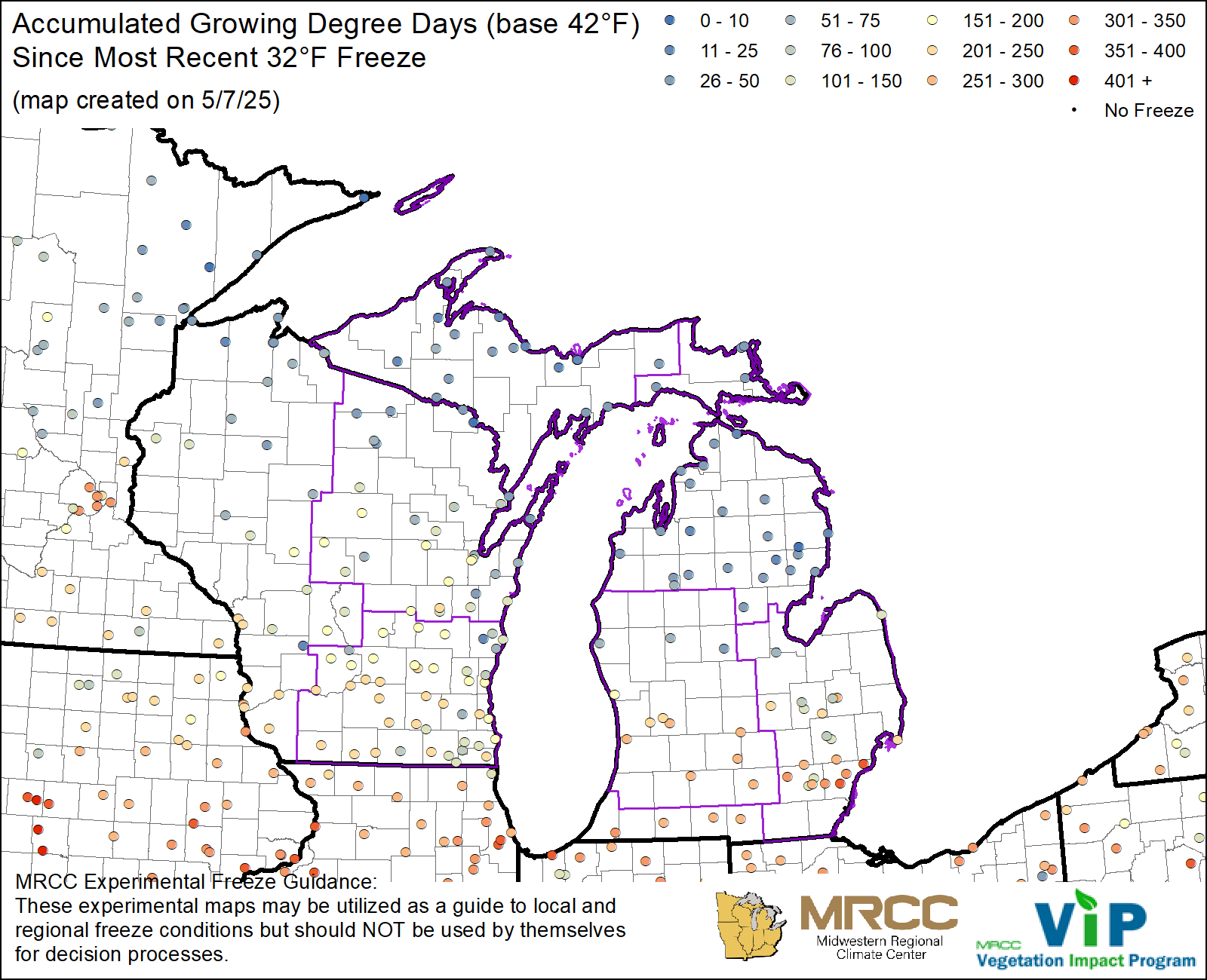 GDD42 since most recent 32°F Freeze GDD42 since most recent 32°F Freeze