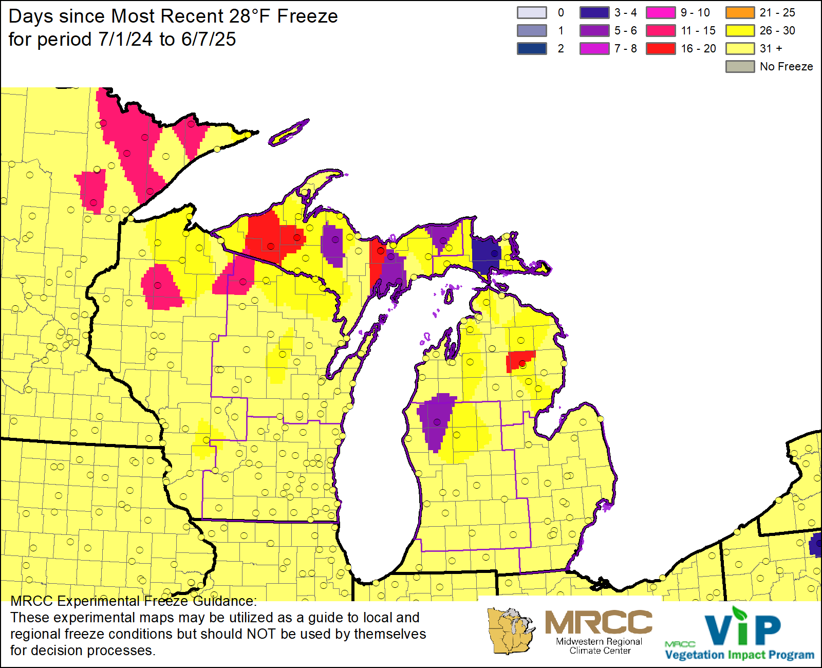 Days since Most Recent 28°F Freeze Days since Most Recent 28°F Freeze