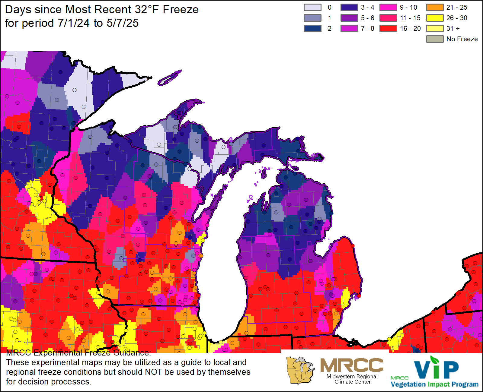 Days since Most Recent 32°F Freeze Days since Most Recent 32°F Freeze