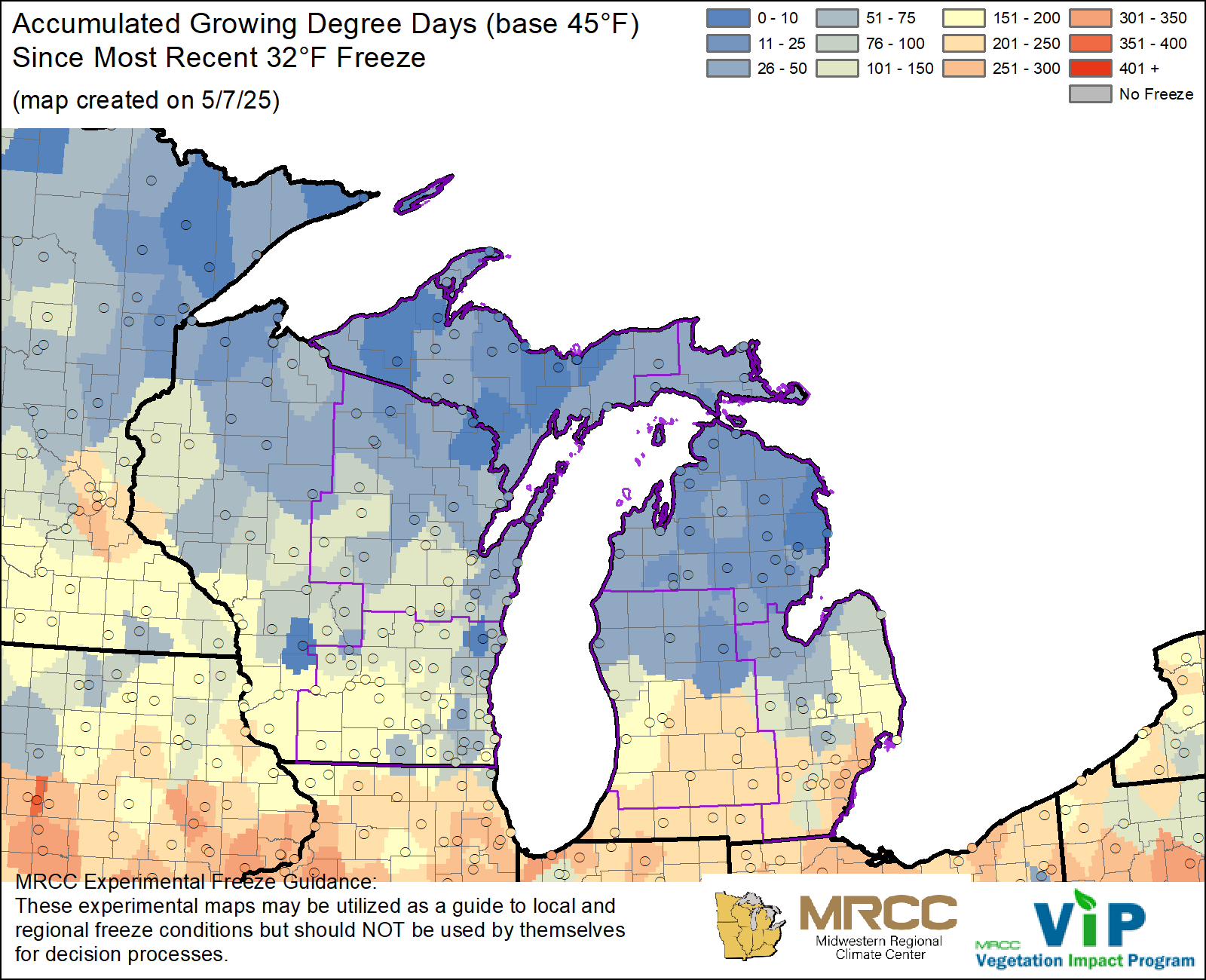 GDD45 since most recent 32°F Freeze GDD45 since most recent 32°F Freeze