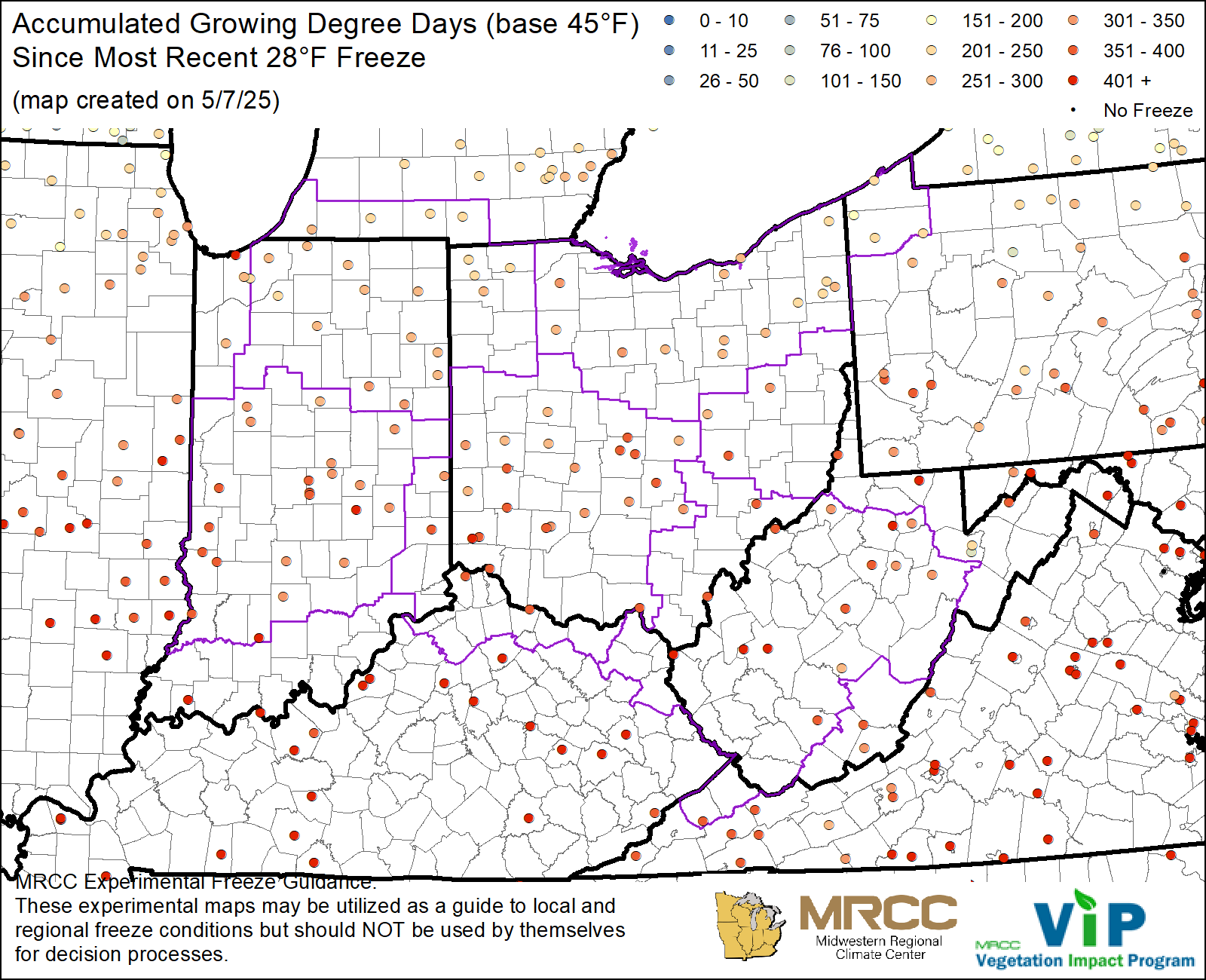 GDD45 Since Most Recent 28°F Freeze GDD45 Since Most Recent 28°F Freeze
