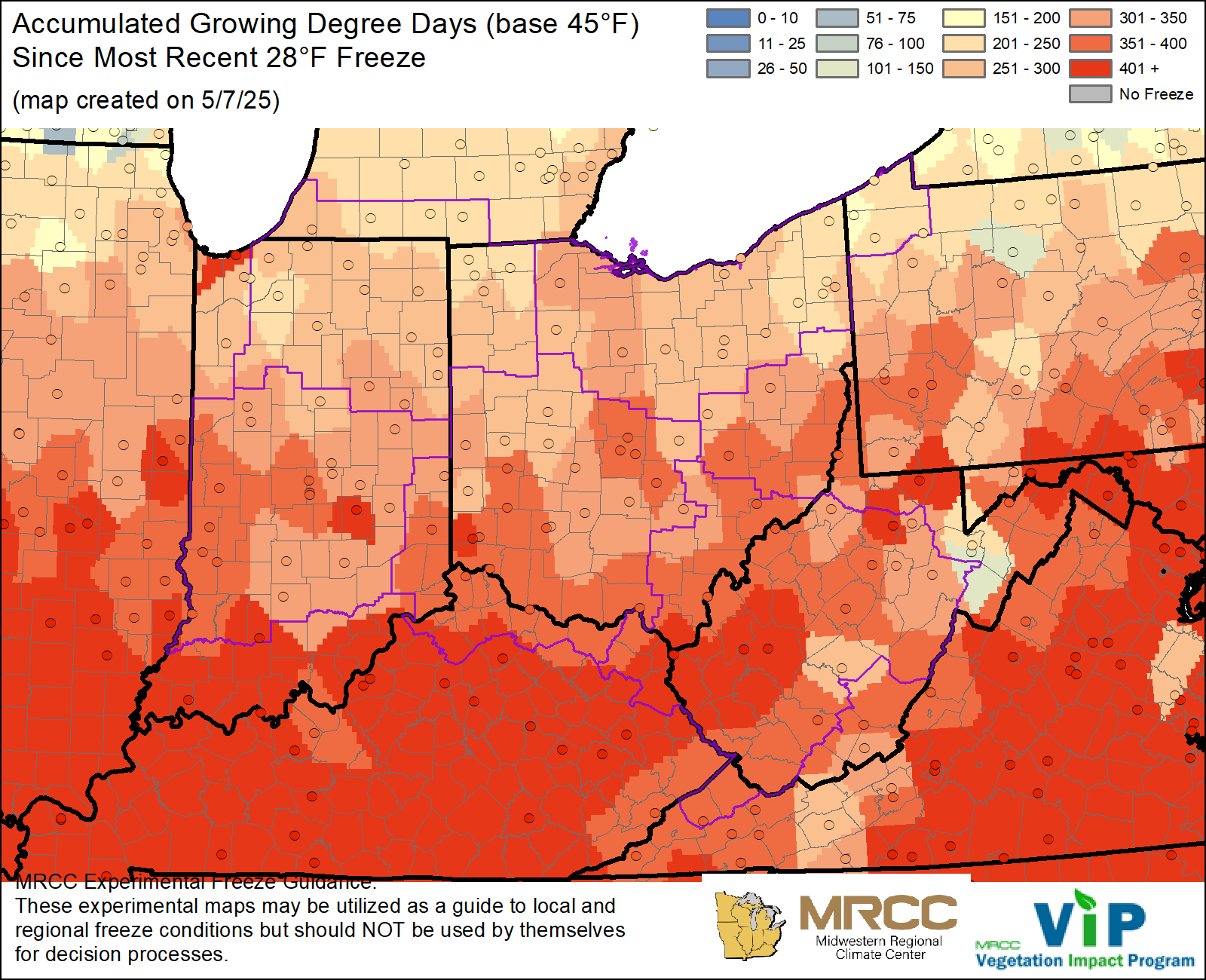 GDD45 Since Most Recent 28°F Freeze GDD45 Since Most Recent 28°F Freeze