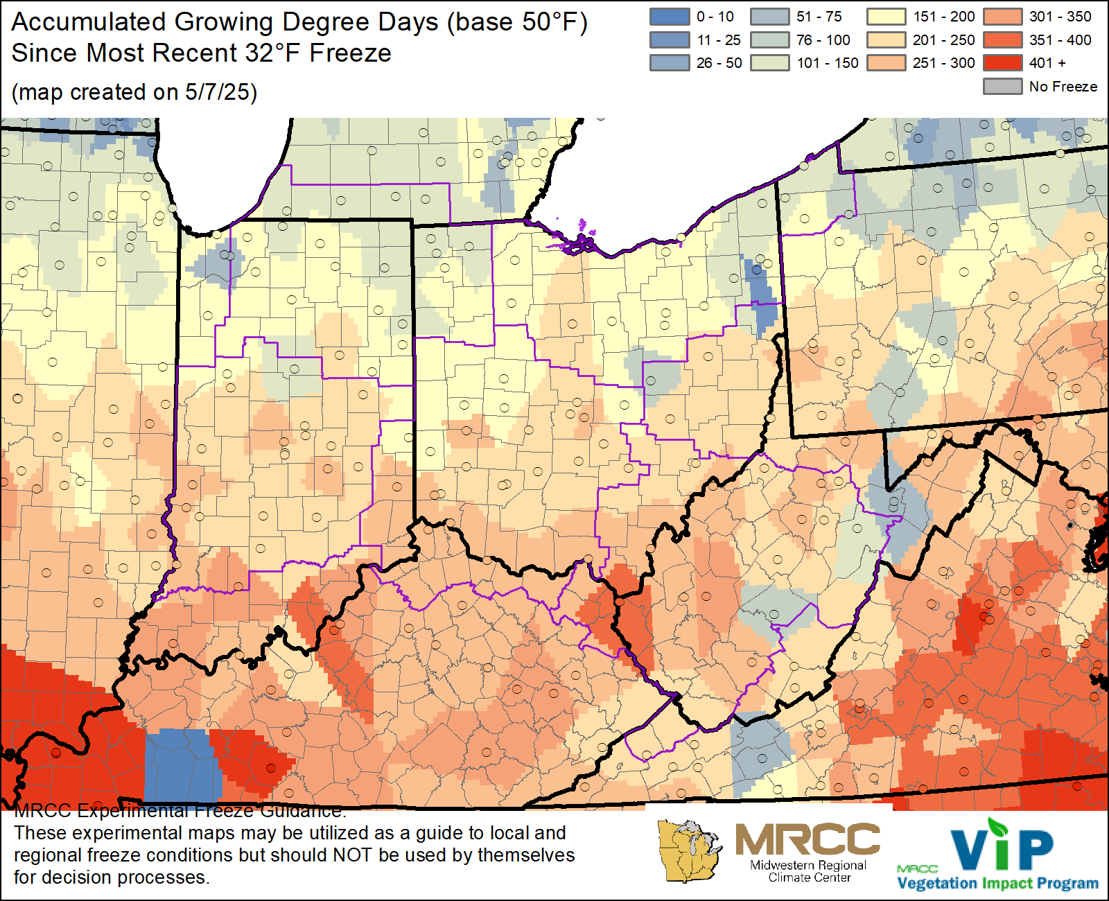 GDD50 Since Most Recent 32°F Freeze GDD50 Since Most Recent 32°F Freeze