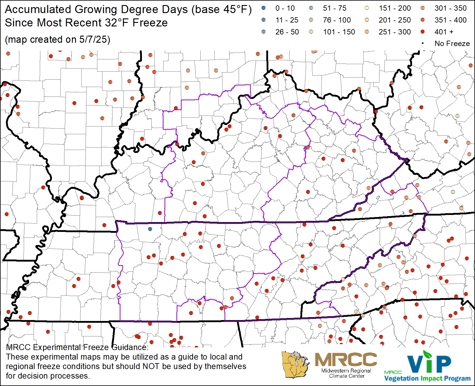 GDD45 since most recent 32°F Freeze GDD45 since most recent 32°F Freeze