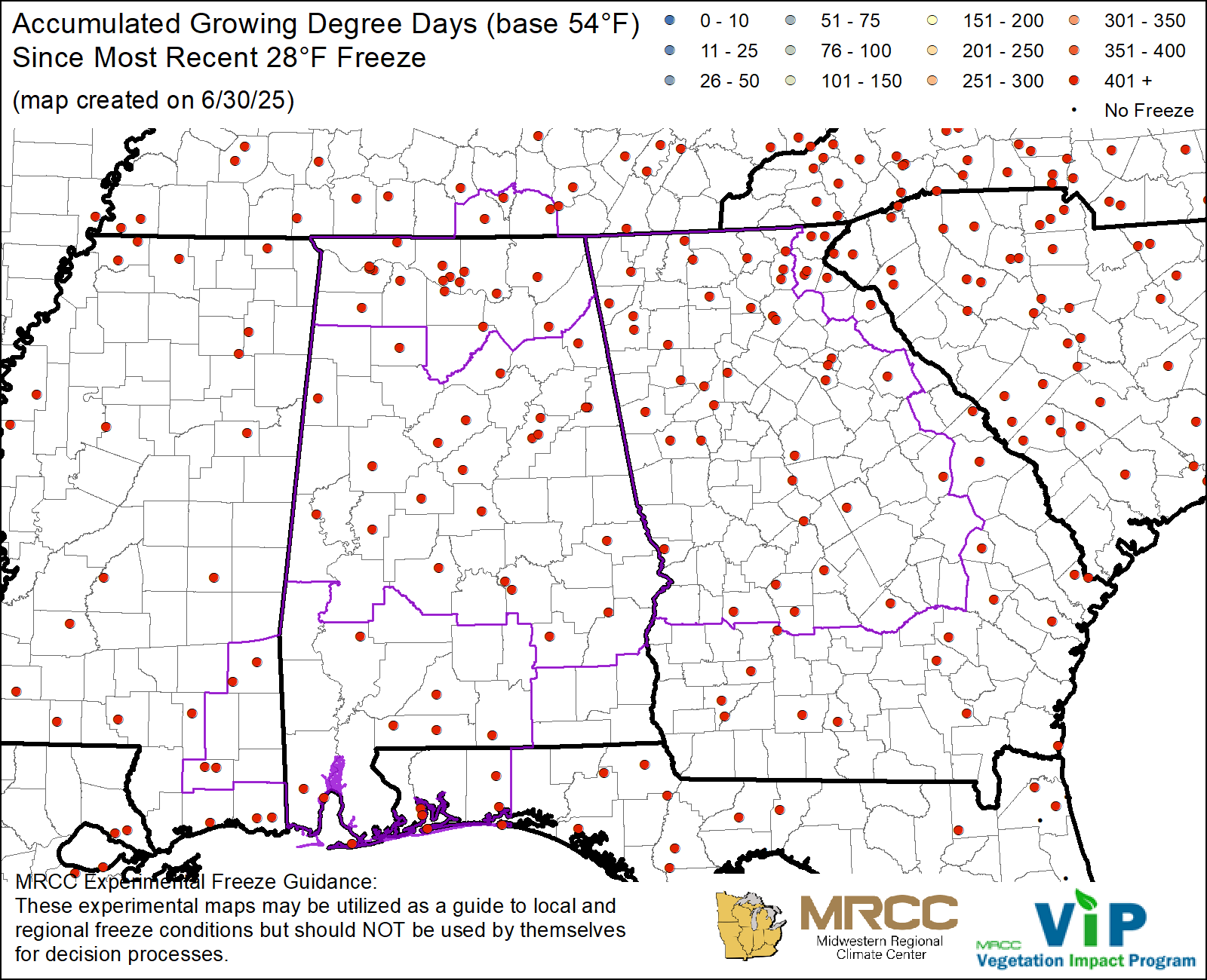 GDD54 Since Most Recent 28°F Freeze GDD54 Since Most Recent 28°F Freeze