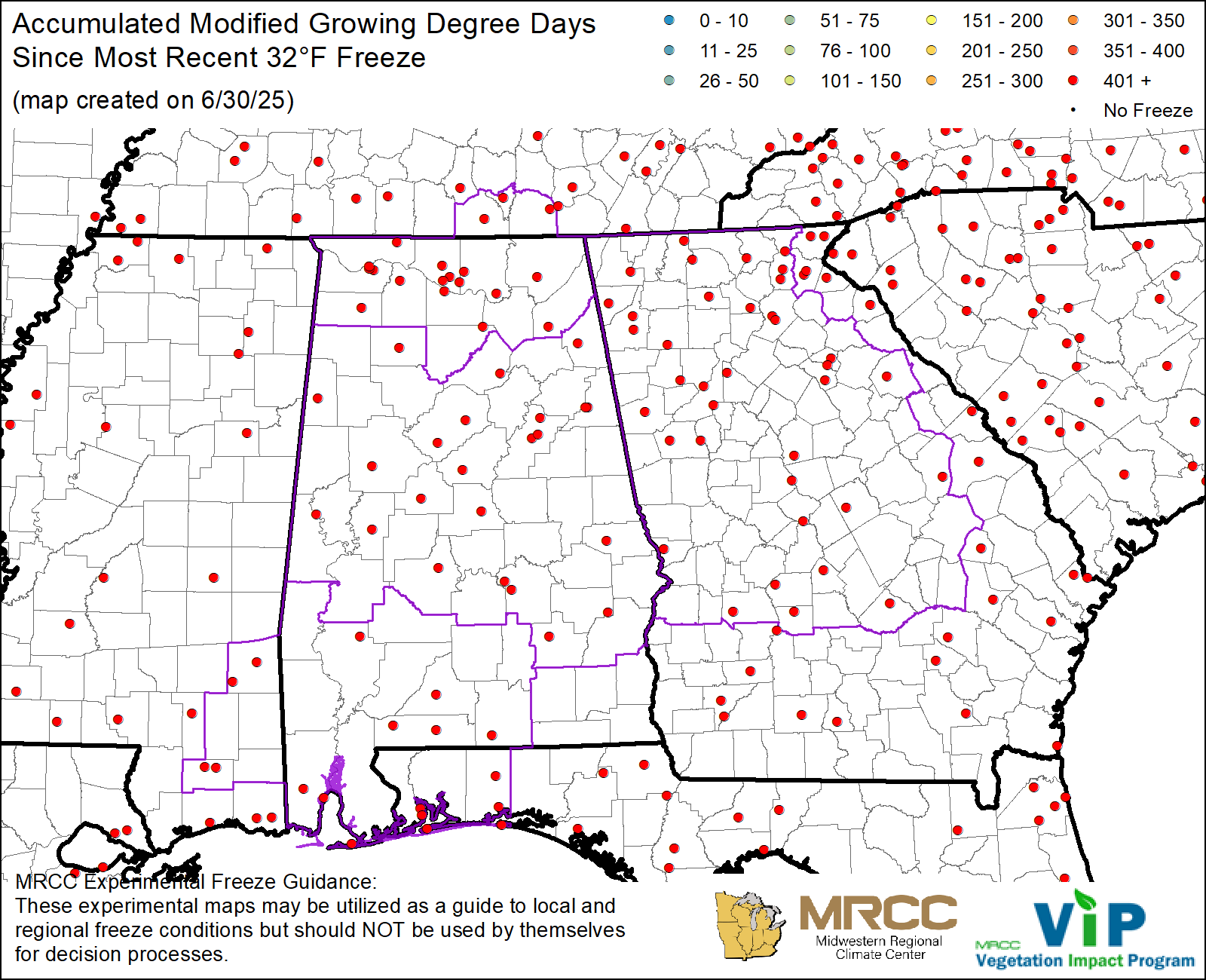 MGDD Since Most Recent 32°F Freeze MGDD Since Most Recent 32°F Freeze