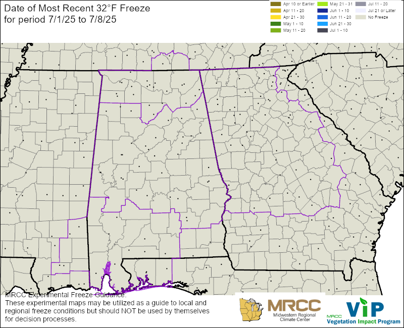 Date of Most Recent 32°F Freeze Date of Most Recent 32°F Freeze