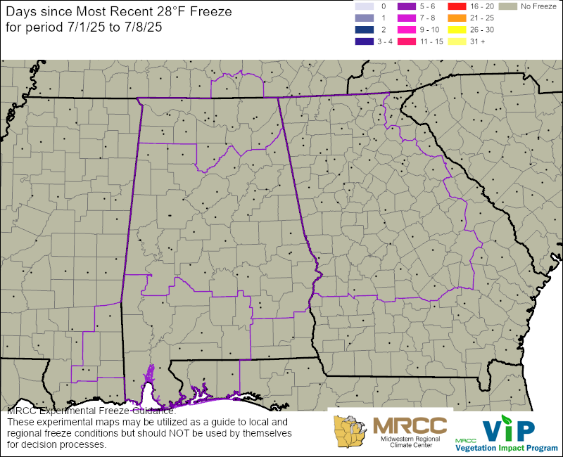 Days since Most Recent 28°F Freeze Days since Most Recent 28°F Freeze