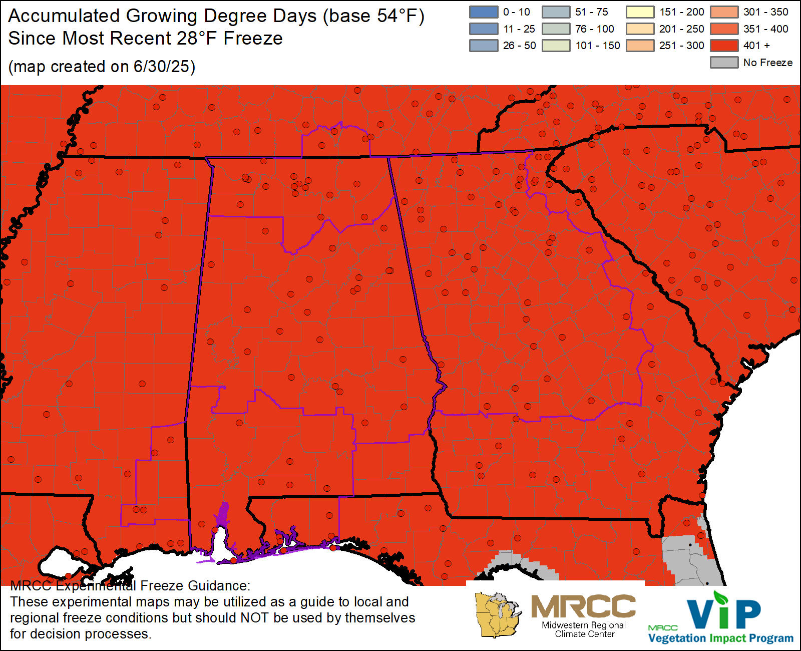 GDD54 Since Most Recent 28°F Freeze GDD54 Since Most Recent 28°F Freeze