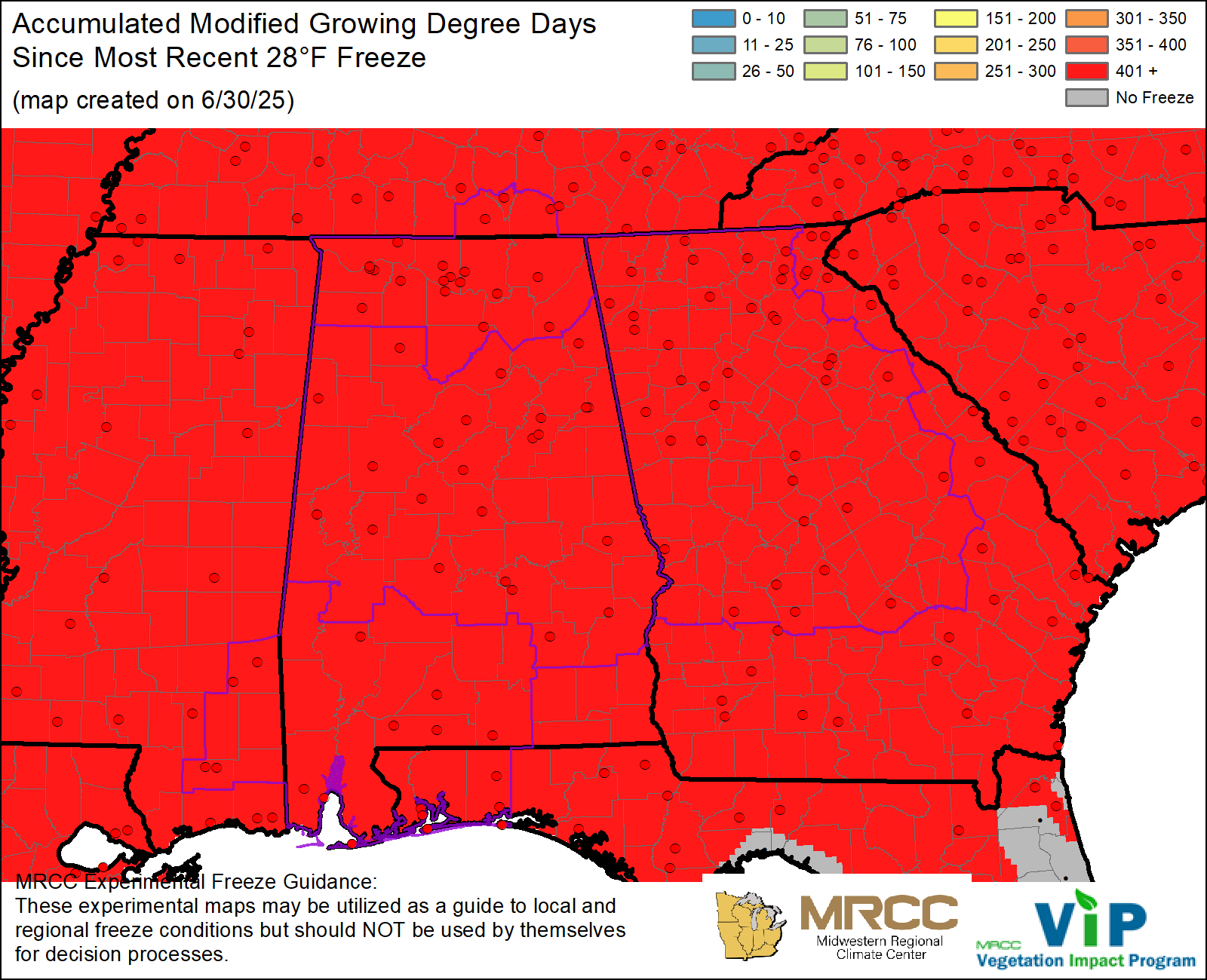 MGDD Since Most Recent 28°F Freeze MGDD Since Most Recent 28°F Freeze