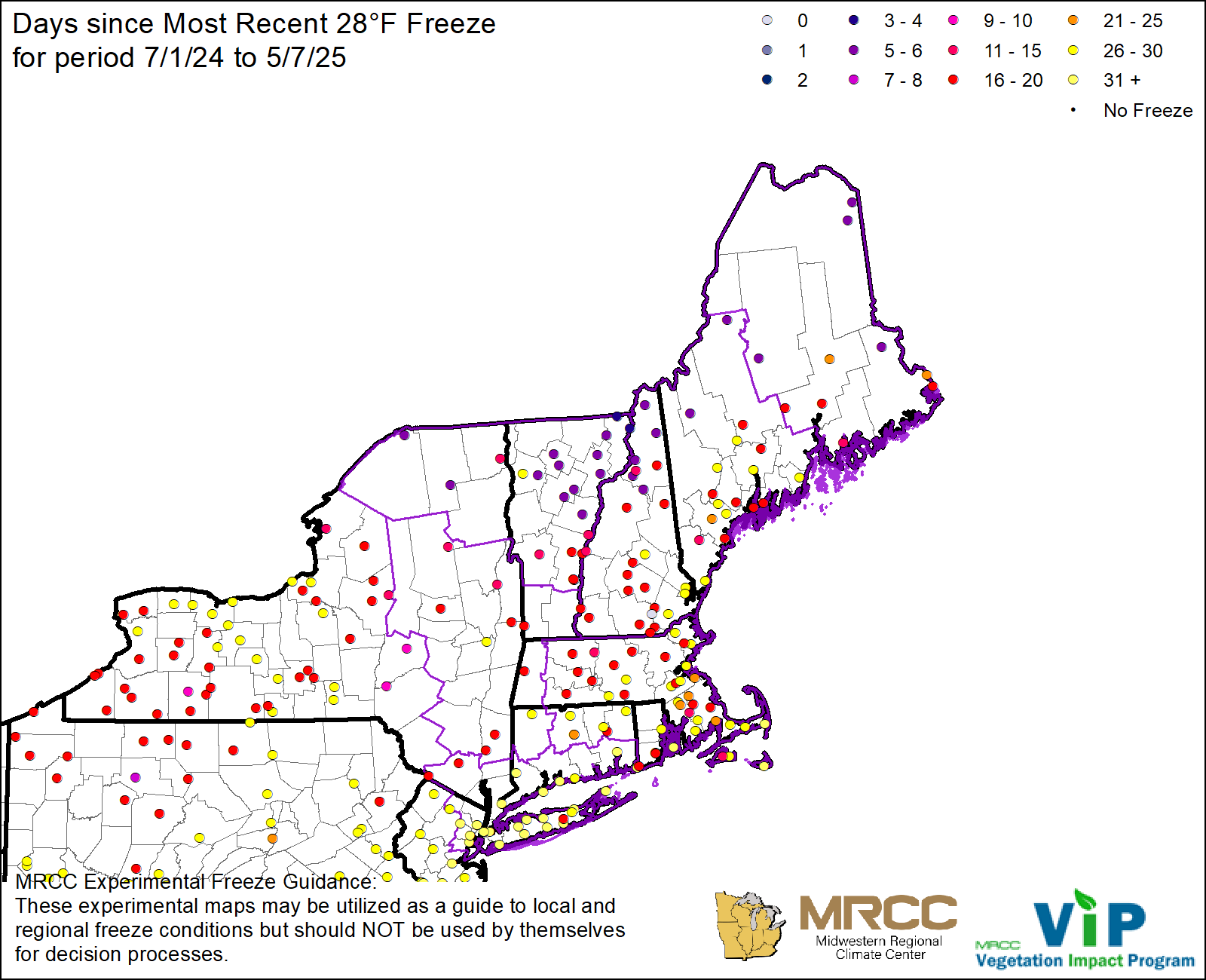 Days since Most Recent 28°F Freeze Days since Most Recent 28°F Freeze
